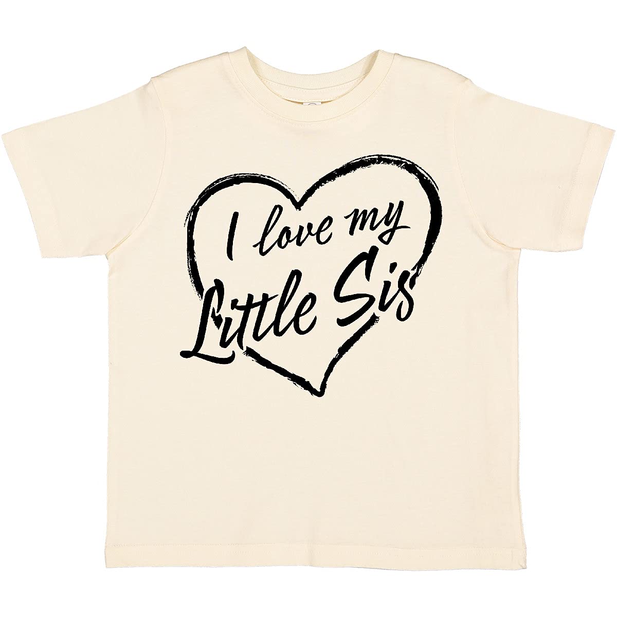 Inktastic I Love My Little Sister Black Chalk Heart Toddler T-Shirt - Cute Sibling Matching Outfit for Family Photos & Special Occasions