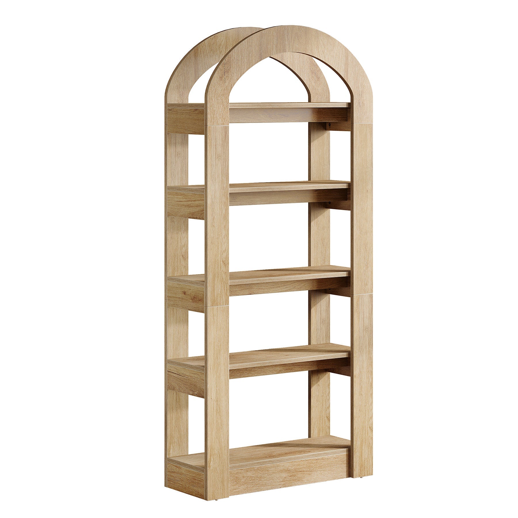 5 Tier Wooden Bookshelf - Arch Shaped Bookcase Display Shelf for Home, Office & Library - Perfect for Organizing Books, Decor & Storage