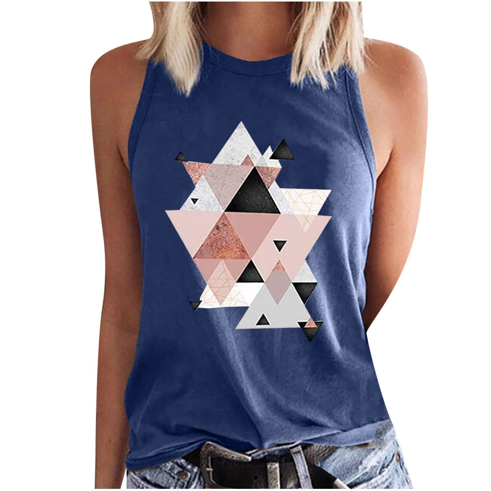 HRAPDA Women's Summer Sleeveless Tank Top - Trendy O-Neck Loose Fit Tunic Blouse with Stylish Print for Casual & Dressy Outfits | Perfect for Beach, Vacation, and Night Out Wear