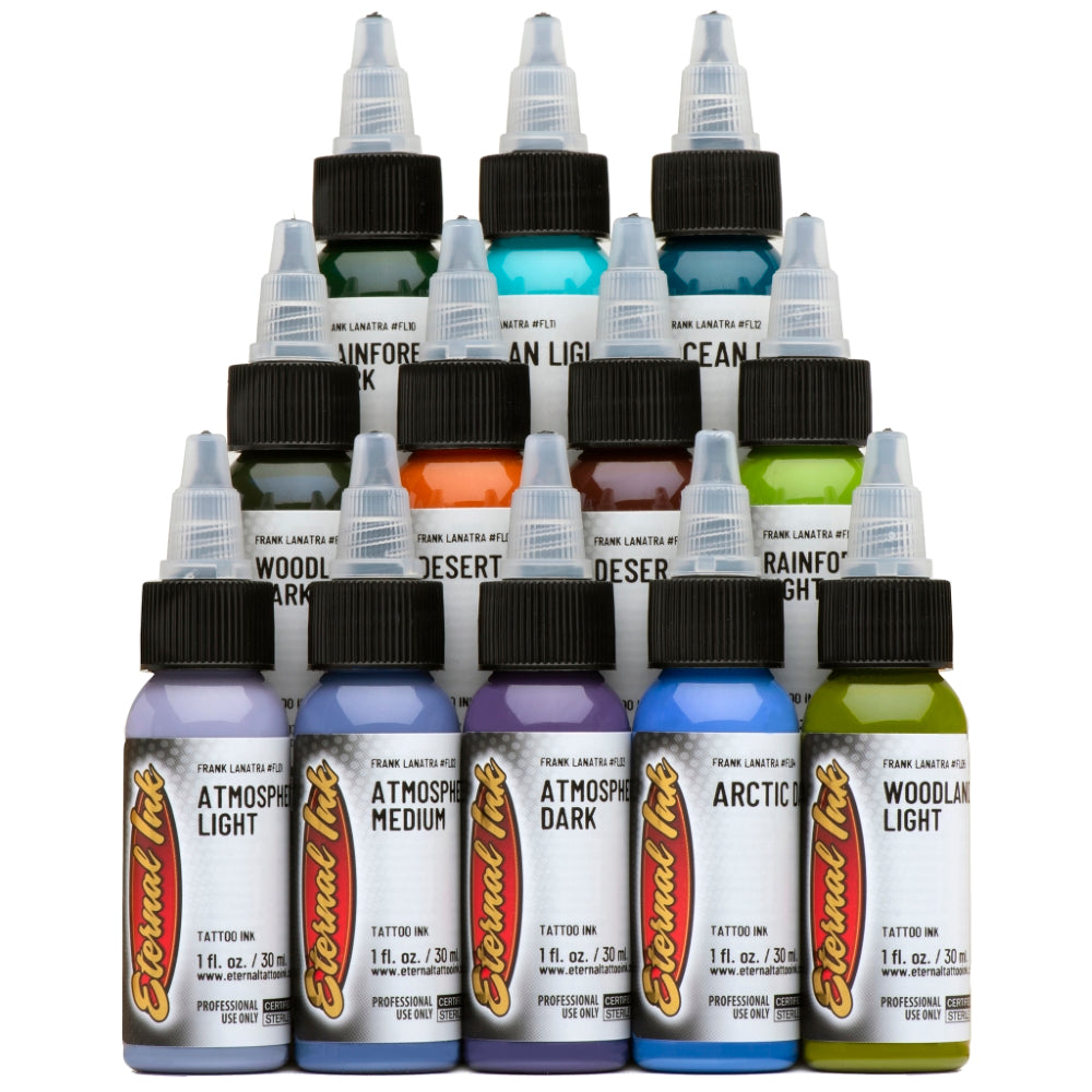 Eternal Tattoo Ink - Frank La Natra Atmospheric Landscapes Professional Tattoo Ink Set | Vibrant Colors for Realistic Nature Tattoos & Body Art