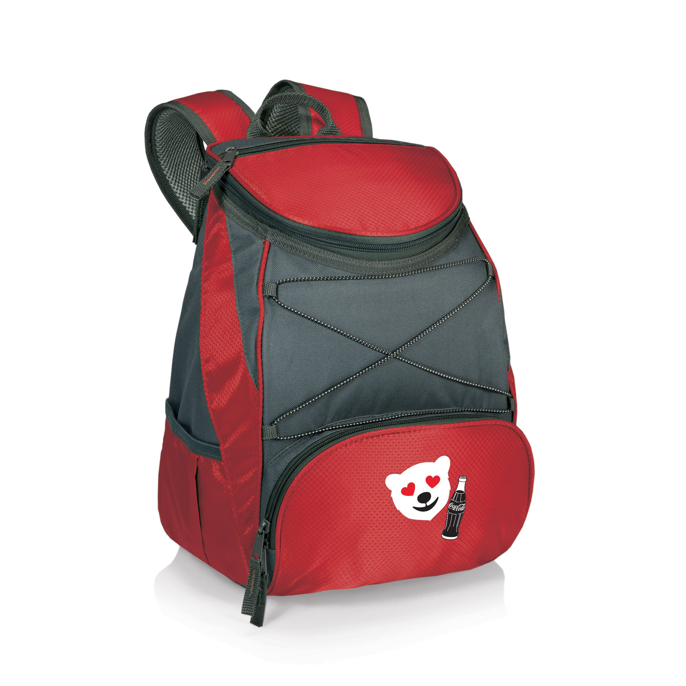 ONIVA - a Picnic Time Brand - Coca-Cola Emoji Insulated Backpack Cooler with Soft Lining, Red & Gray - Perfect for Picnics, Beach Trips, and Outdoor Adventures