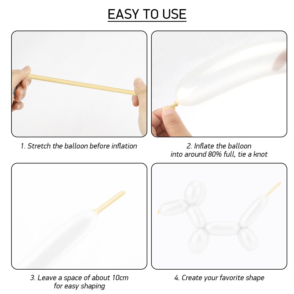 Clear 260 Balloons - 100pcs Transparent Qualatex Latex Balloons for Balloon Arches, Animal Balloons, Party Decorations - Perfect for Birthday, Christmas, Back to School & Kids Party Decor