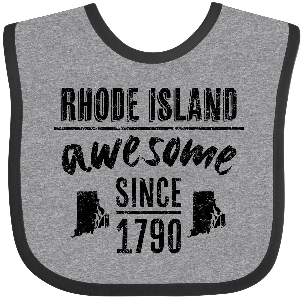 Inktastic Rhode Island Awesome Since 1790 Baby Bib - Soft Cotton Drool Bib for Newborns & Infants - Perfect for Feeding Time, Playdates & Photo Shoots