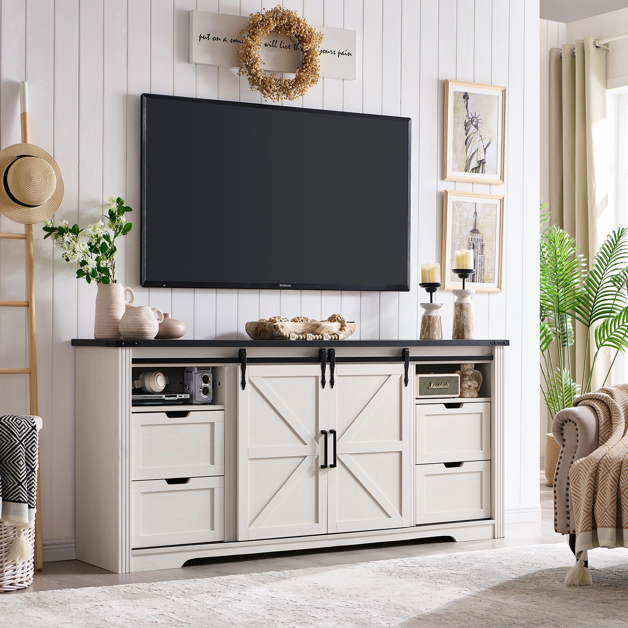 Rustic Farmhouse TV Stand for 75+ Inch TVs - 66