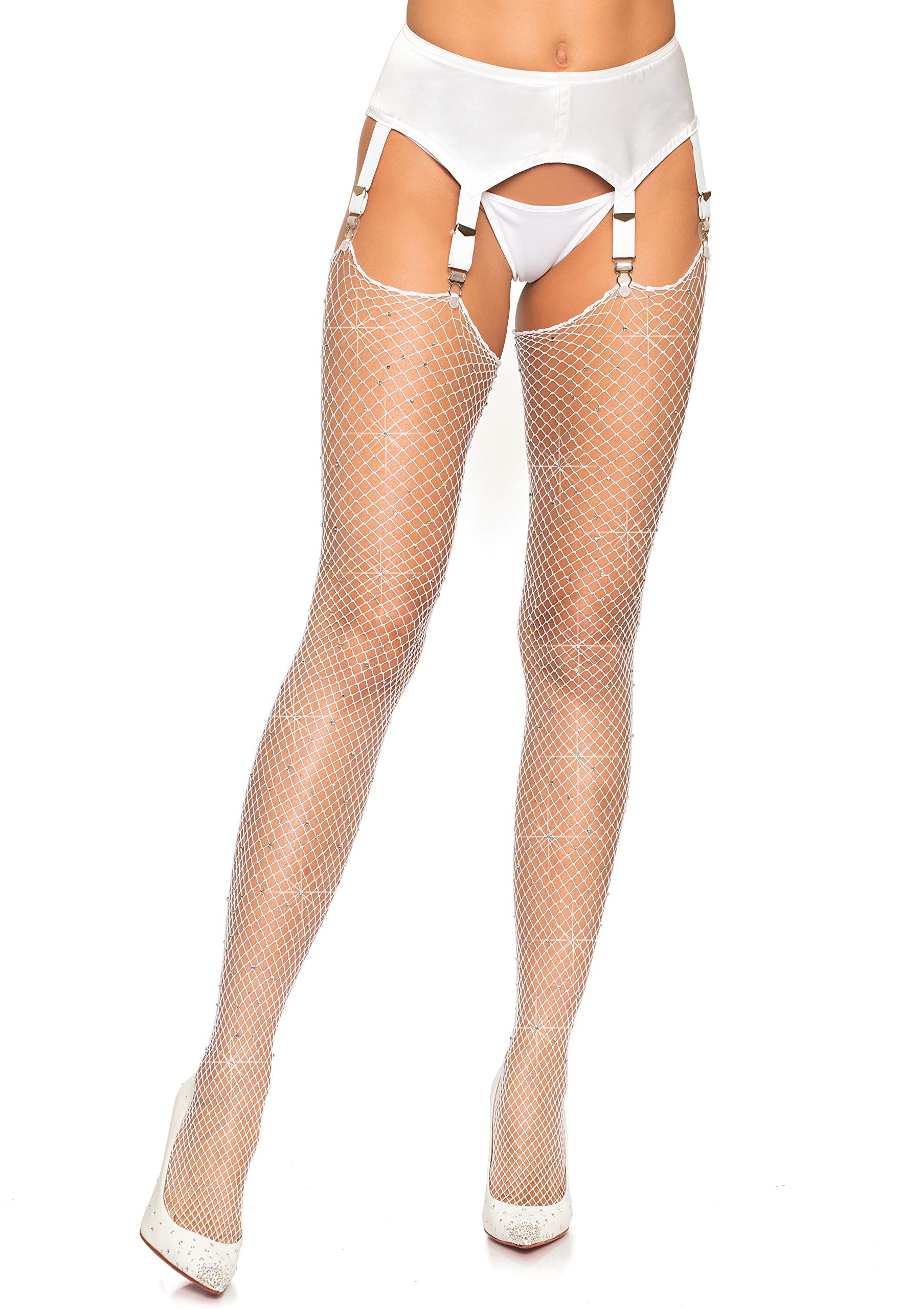 Leg Avenue Women's Unfinished Top Industrial Fishnet Stockings - Sexy Gothic Fishnet Tights for Cosplay, Halloween & Burlesque Outfits