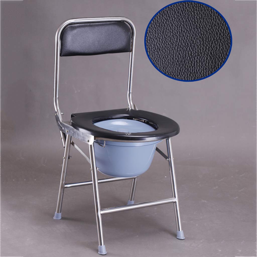 Foldable Bath Toilet Chair with Safety Stainless Steel Frame - Commode Shower Seat with Bucket & Lid for Elderly, Disabled & Handicapped - Ideal for Home Care, Post-Surgery Recovery & Assisted Bathing
