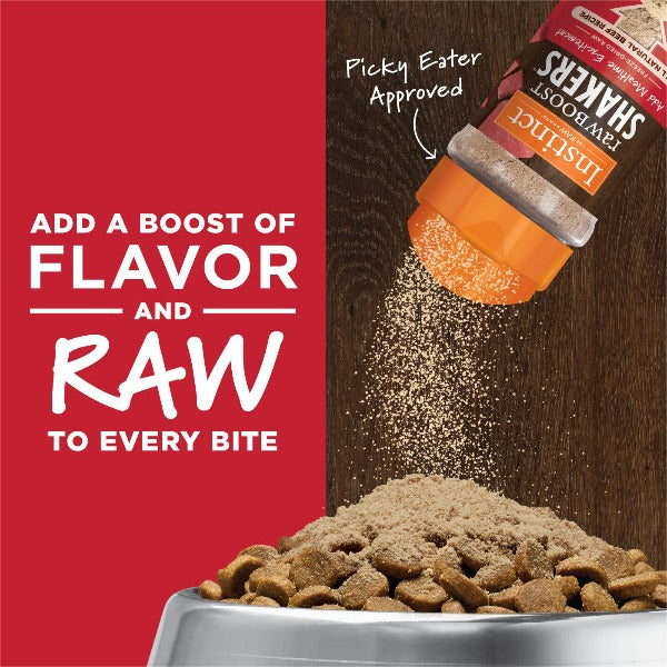 Instinct Raw Boost Shakers Beef Recipe Dog Food Topper - High Protein Grain-Free Kibble Mixer for Dogs - Perfect for Picky Eaters & Mealtime Enhancement