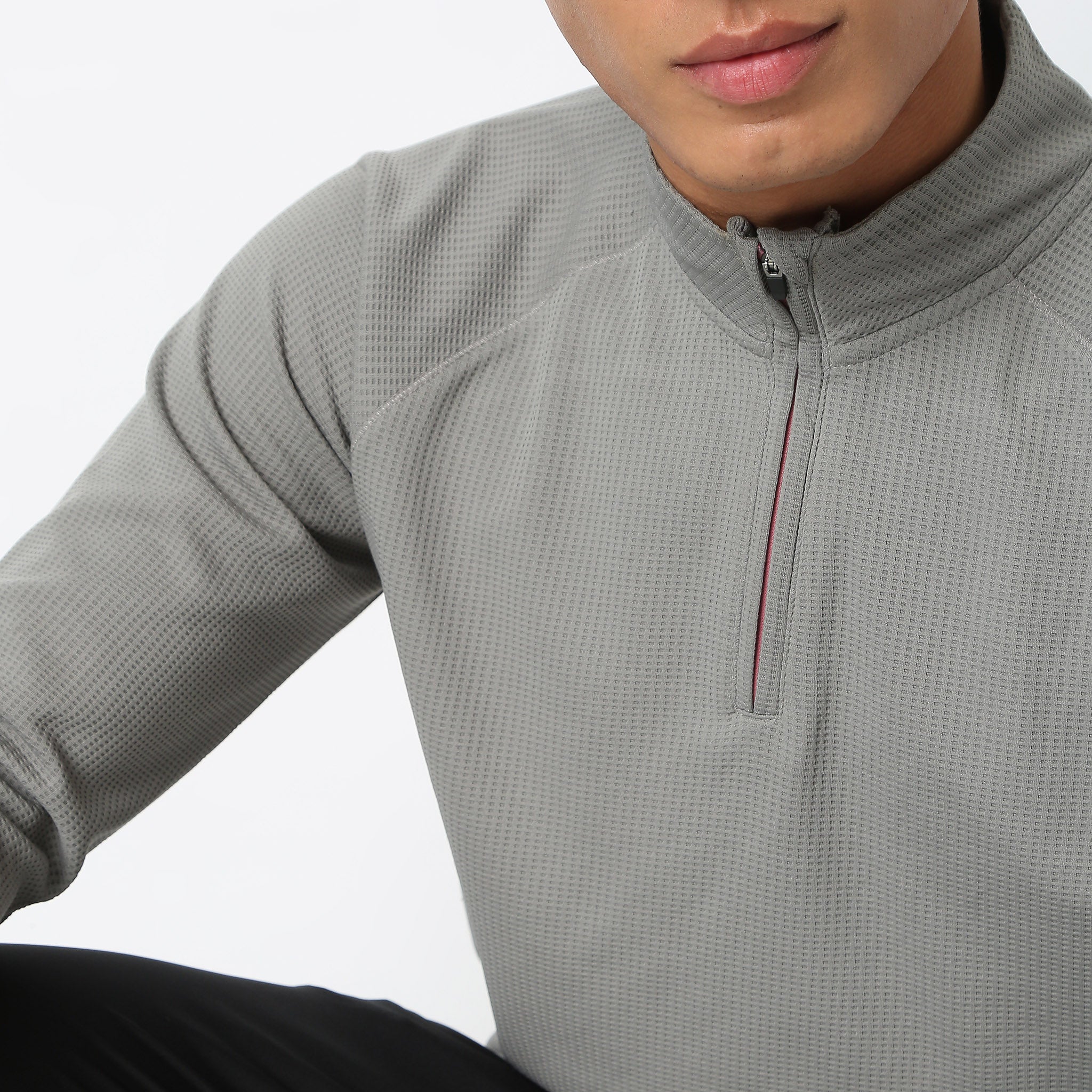 AirDry® Zip Troyer Structured Knit Regular Fit Men's Sweater - Lightweight & Breathable for Casual Wear, Office & Outdoor Activities