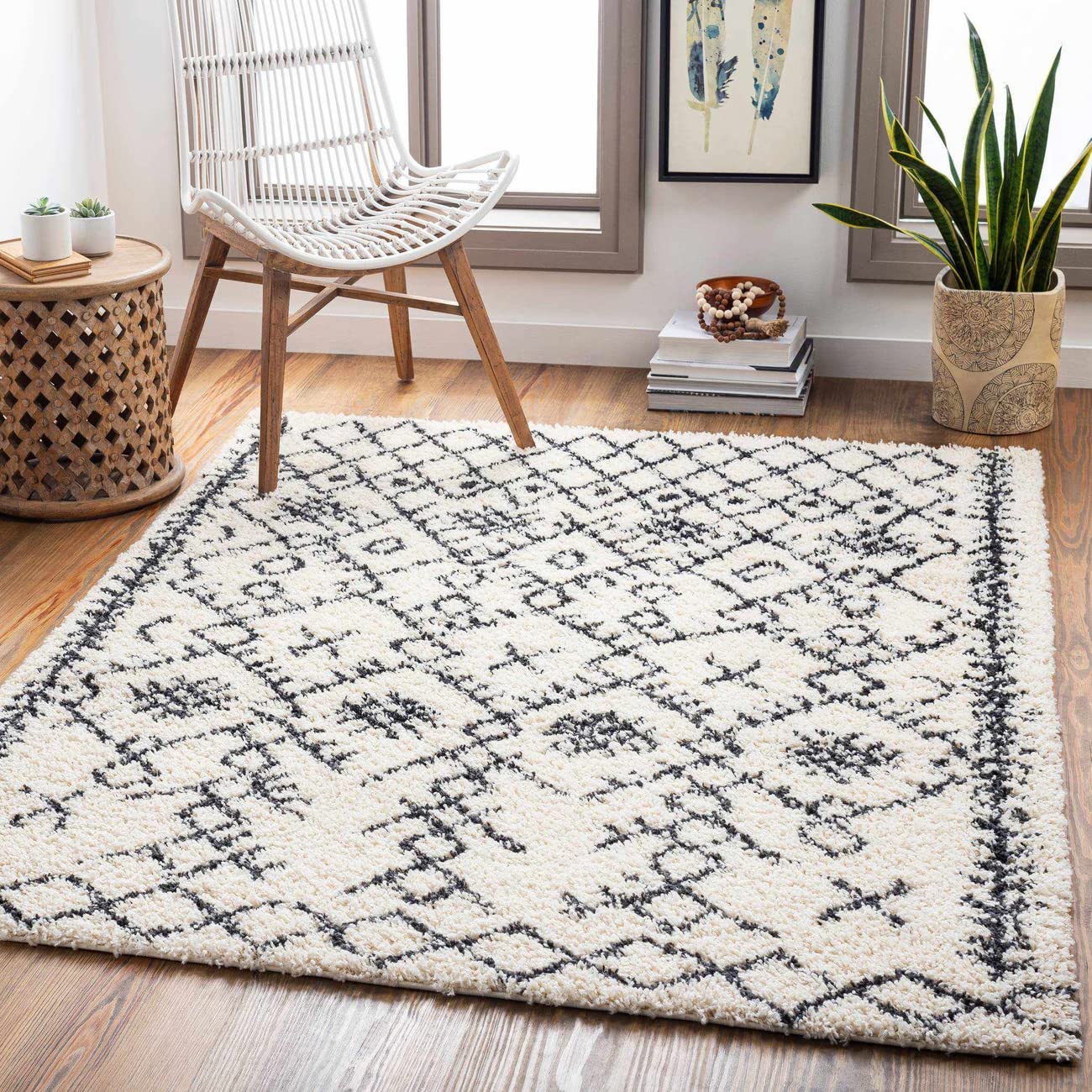 Mark&Day 7x9 Wijmers Global Cream Area Rug - Soft Modern Carpet for Living Room, Bedroom, Kitchen - 6'7