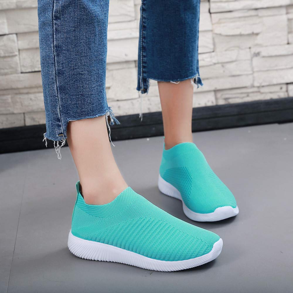 Women's Summer Sandals - Breathable Mesh Slip-On Casual Shoes with Comfortable Soles for Outdoor Running & Sports (Green, Size 8) | Perfect for Beach, Gym, and Daily Wear