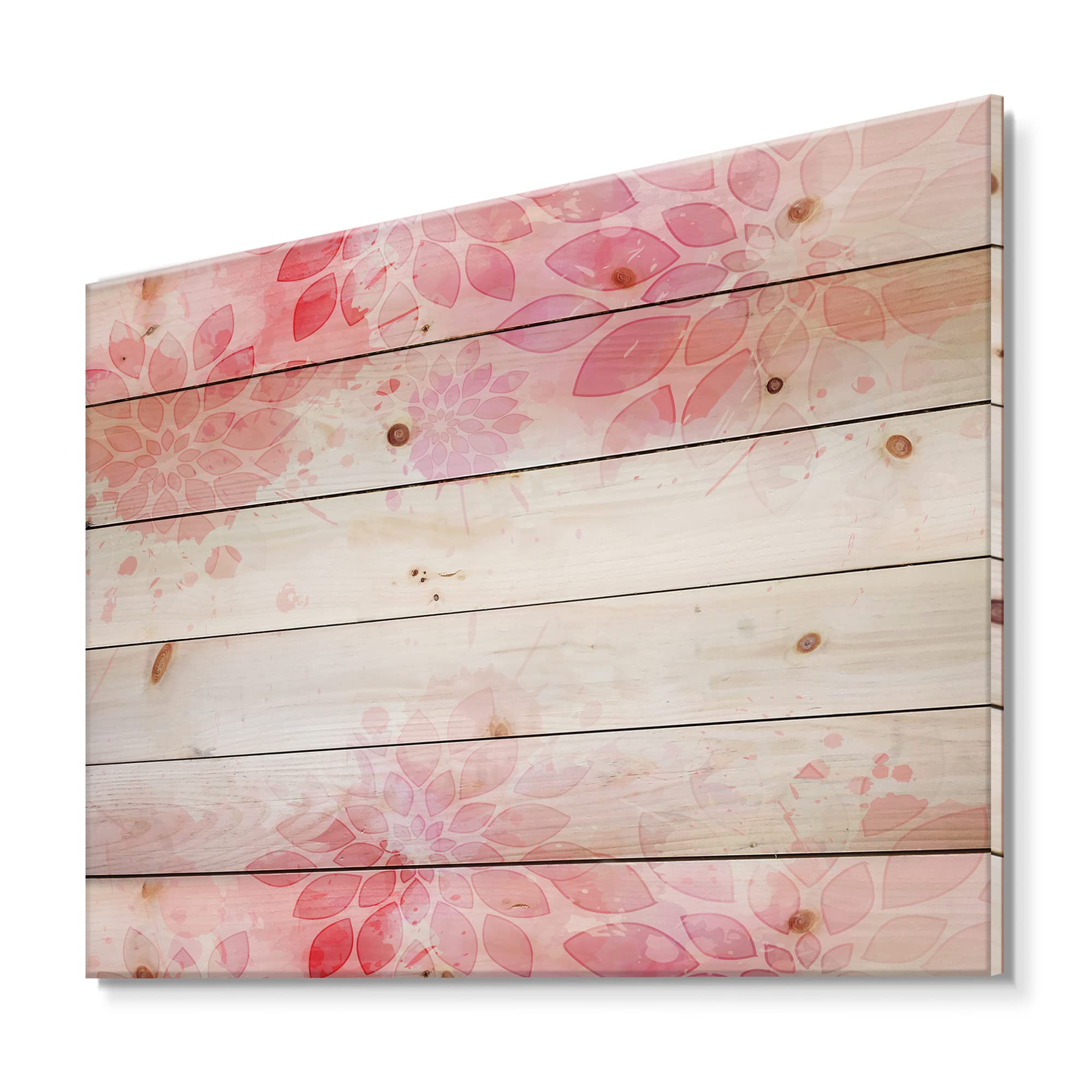 Abstract Pink Flowers Wood Wall Art - Modern Contemporary Large Wooden Panel Decor Printed on Natural Pine - Perfect for Living Room, Bedroom & Office Decor