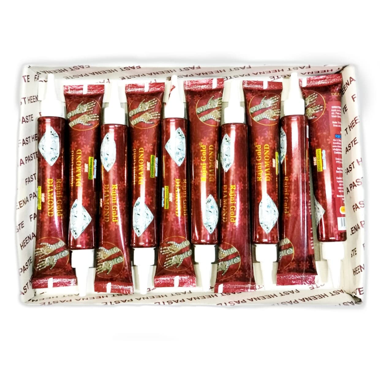 Rajini Gold Diamond Henna Paste - Fast Drying Mehendi for All Occasions (Premium Export Quality) | Perfect for Weddings, Festivals & Bridal Mehndi Designs