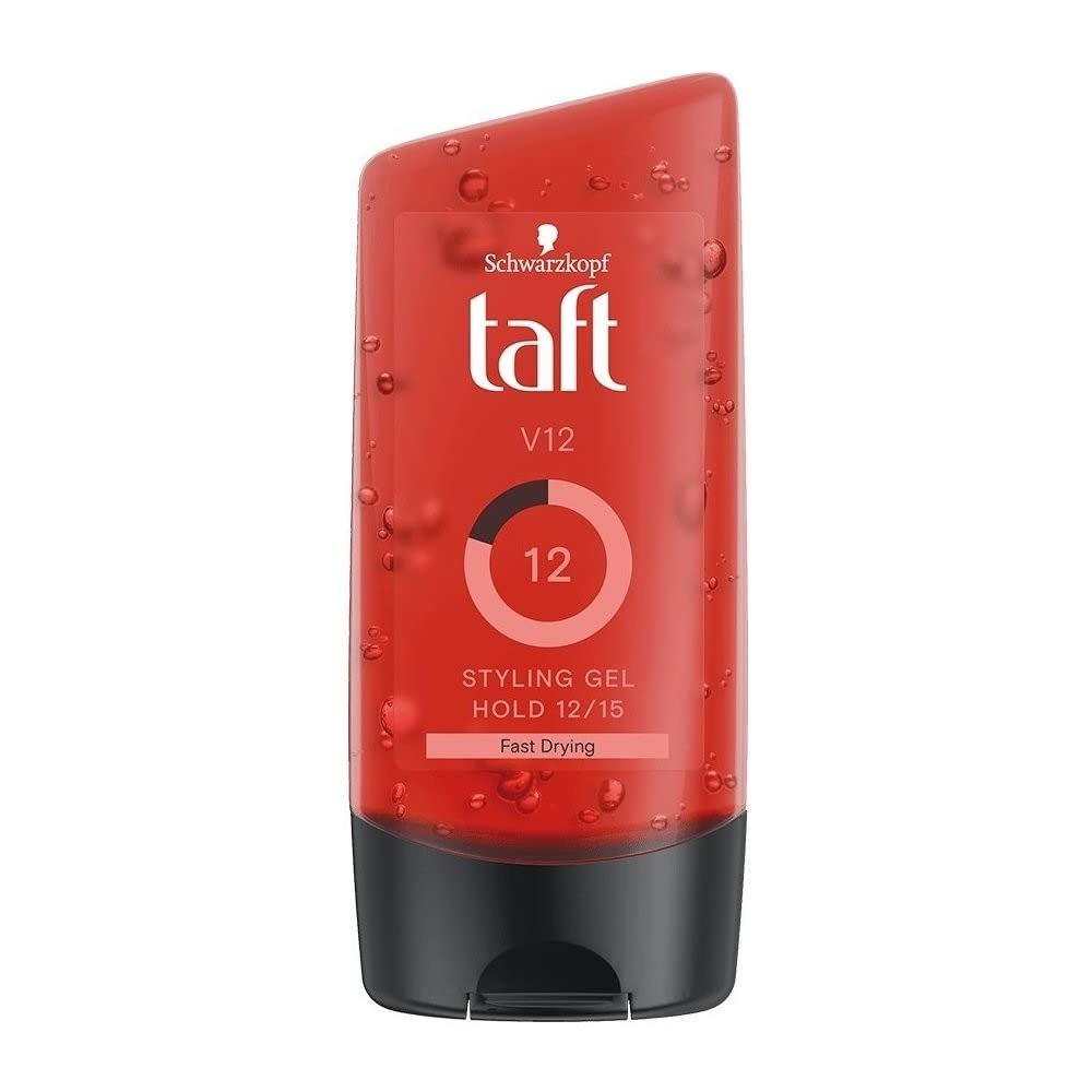 Schwarzkopf Taft Power V12 Strong Hold Hair Styling Gel for Men - Perfect for Spiky, Textured, and Defined Hairstyles - Gym, Work, and Everyday Use