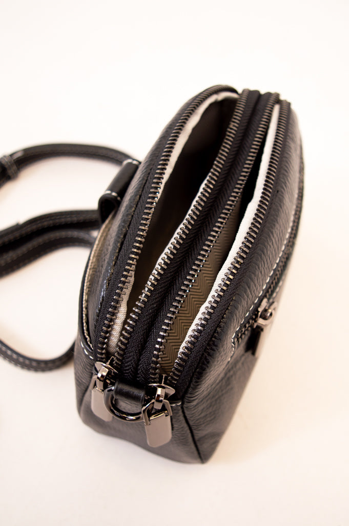 Emma Bag 88160 Genuine Leather Handbag for Women - Stylish Black Crossbody Purse with Adjustable Strap, Perfect for Work, Travel & Everyday Use