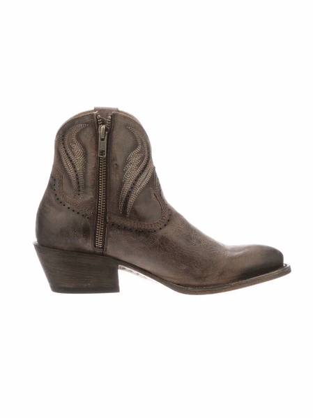 Lucchese M6039 Women's Sabine Bootie - Distressed Brown Leather Ankle Boots for Western Fashion & Cowgirl Outfits