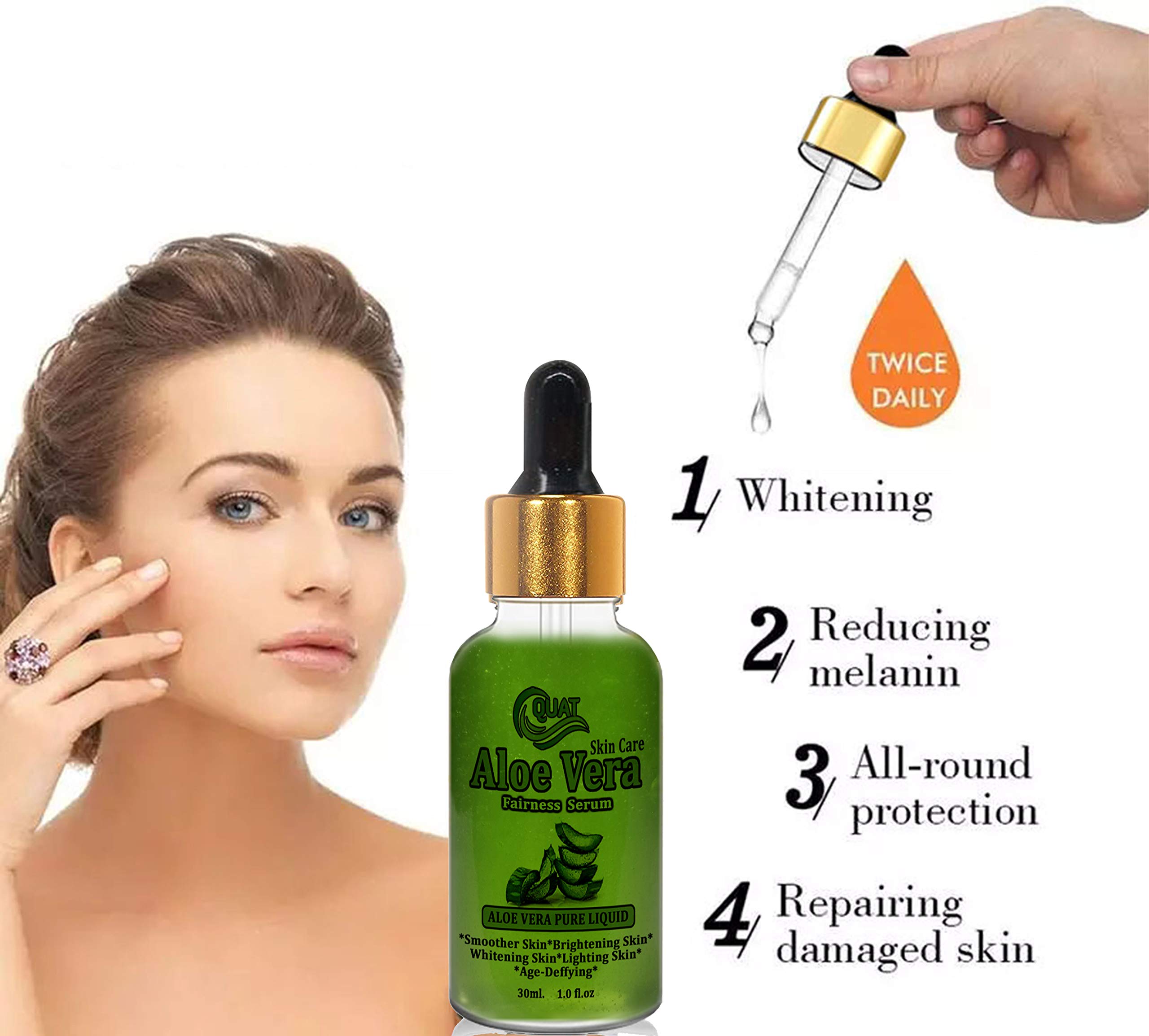 Quat Aloe Vera Face Serum for Women - 30ml Hydrating & Anti-Aging Facial Serum with Natural Ingredients | Perfect for Dry Skin & Nighttime Skincare Routine