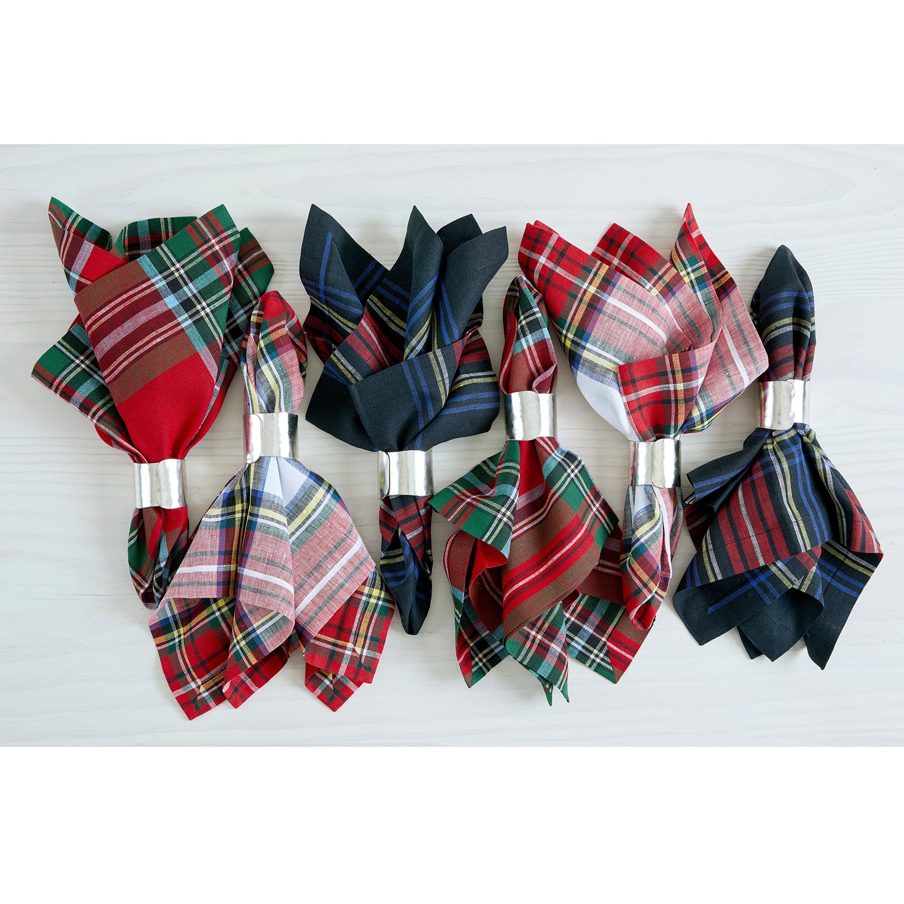 Premium Madras Holiday Plaid Napkins - Set of 4 Cotton Christmas Dinner Napkins for Festive Table Setting, Holiday Parties & Special Occasions