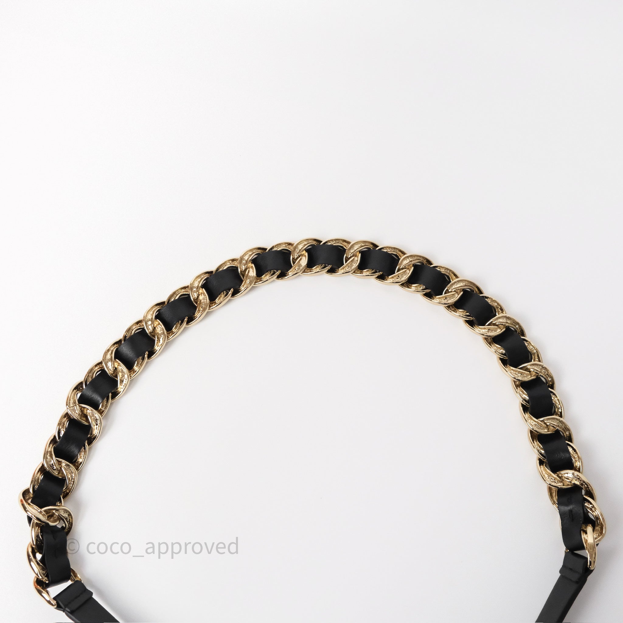 Chanel CC Woven Chain Black Leather Belt with Gold Hardware - Luxury Women's Fashion Accessory for Parties & Formal Events