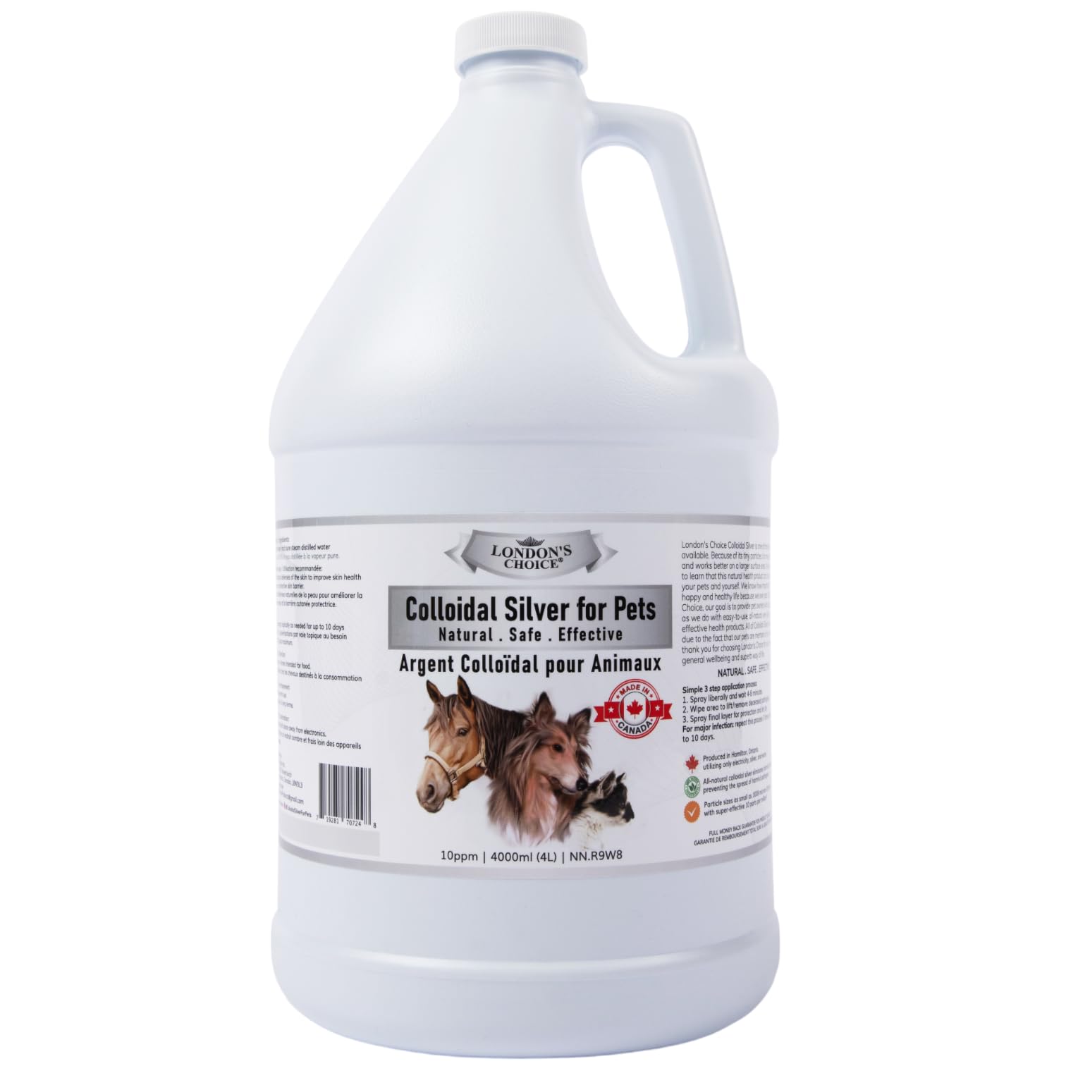 Premium Colloidal Silver for Pets - 4L (135oz) Bulk Jug | Natural Wound & Skin Care Solution for Dogs & Cats | Hot Spot Treatment & Dog Wound Spray | Safe for Ears, Eyes & Coat | Ideal for Daily Grooming, First Aid & Pet Wellness