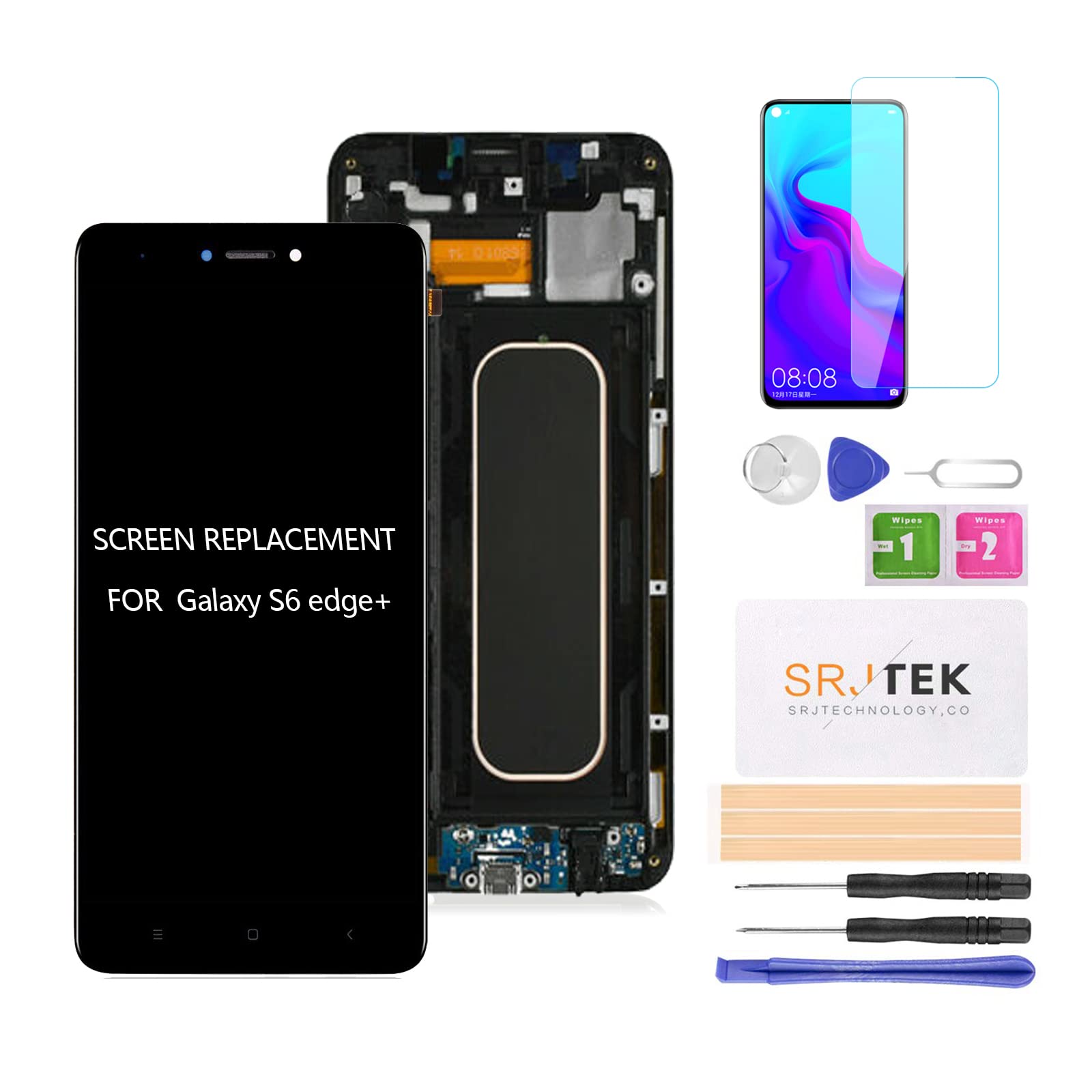 Samsung Galaxy S6 Edge+ Screen Replacement LCD Display Digitizer Touch Screen Assembly with Frame - Compatible with SM-G928F SM-G928A - DIY Repair Kit for Cracked or Damaged Screens (Perfect for Home, Office, or Professional Repair Shops)