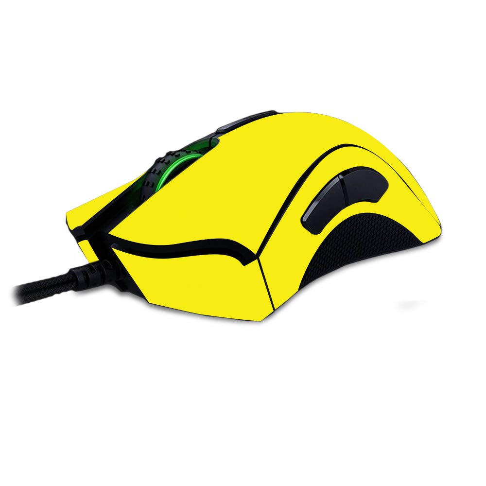 MightySkins Vinyl Skin Cover for Razer Deathadder Elite Gaming Mouse - Solid Yellow Protective Decal Wrap | Durable, Customizable, Easy to Apply & Remove | Made in USA | Perfect for PC Gamers & Esports Enthusiasts
