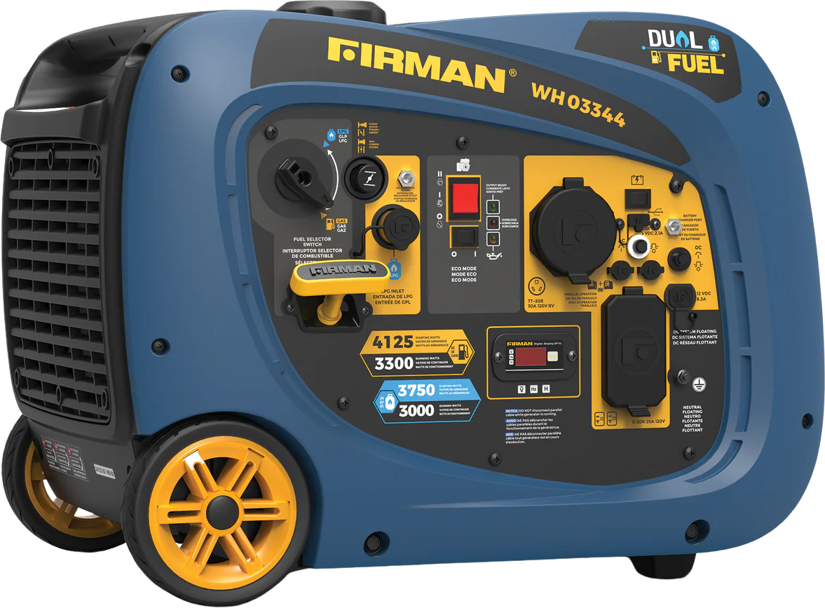 Firman WH03344 3300W/4125W Dual Fuel Inverter Generator with 30 Amp Electric Start - Portable Power for Camping, RV, Home Backup & Outdoor Events