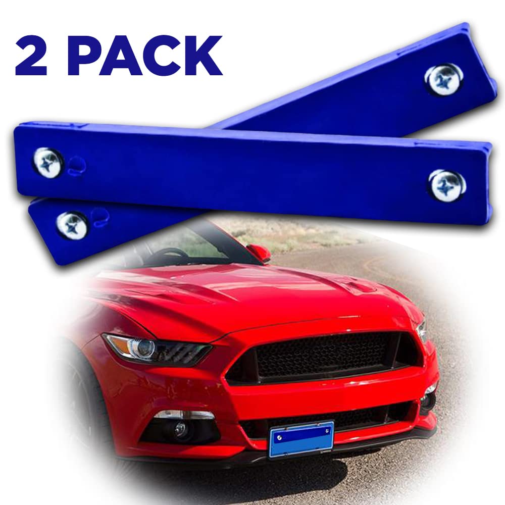 Strong Rubber Molded Magnetic License Plate Holder - Set of 2 with Blue Accents & Screws - Perfect for Car, Truck, RV & Motorcycle Number Plate Installation