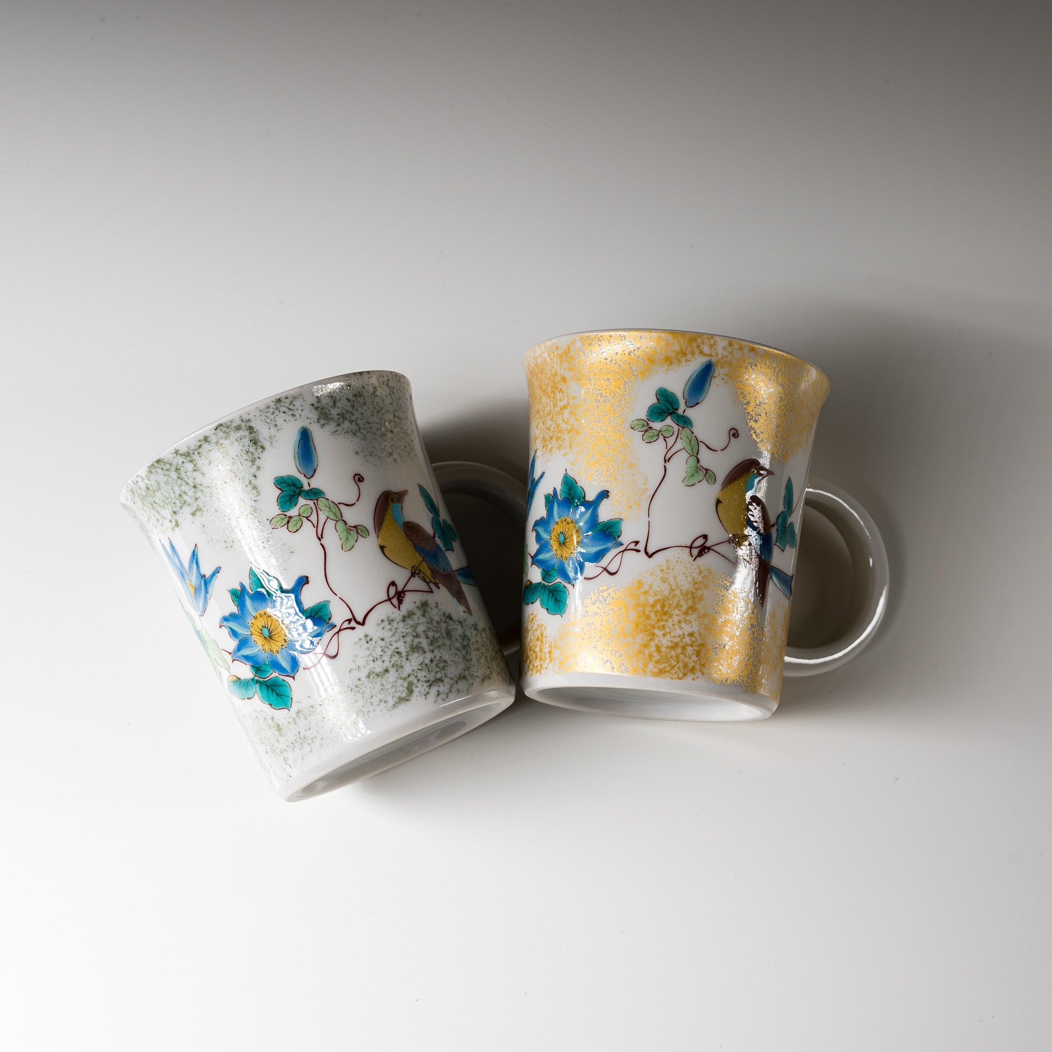 Kutani Ware Pair Mug Cup - Japanese Traditional Hand-Painted Ceramic Tea Cups for Coffee & Tea - Perfect for Couples, Gift Giving & Home Decor