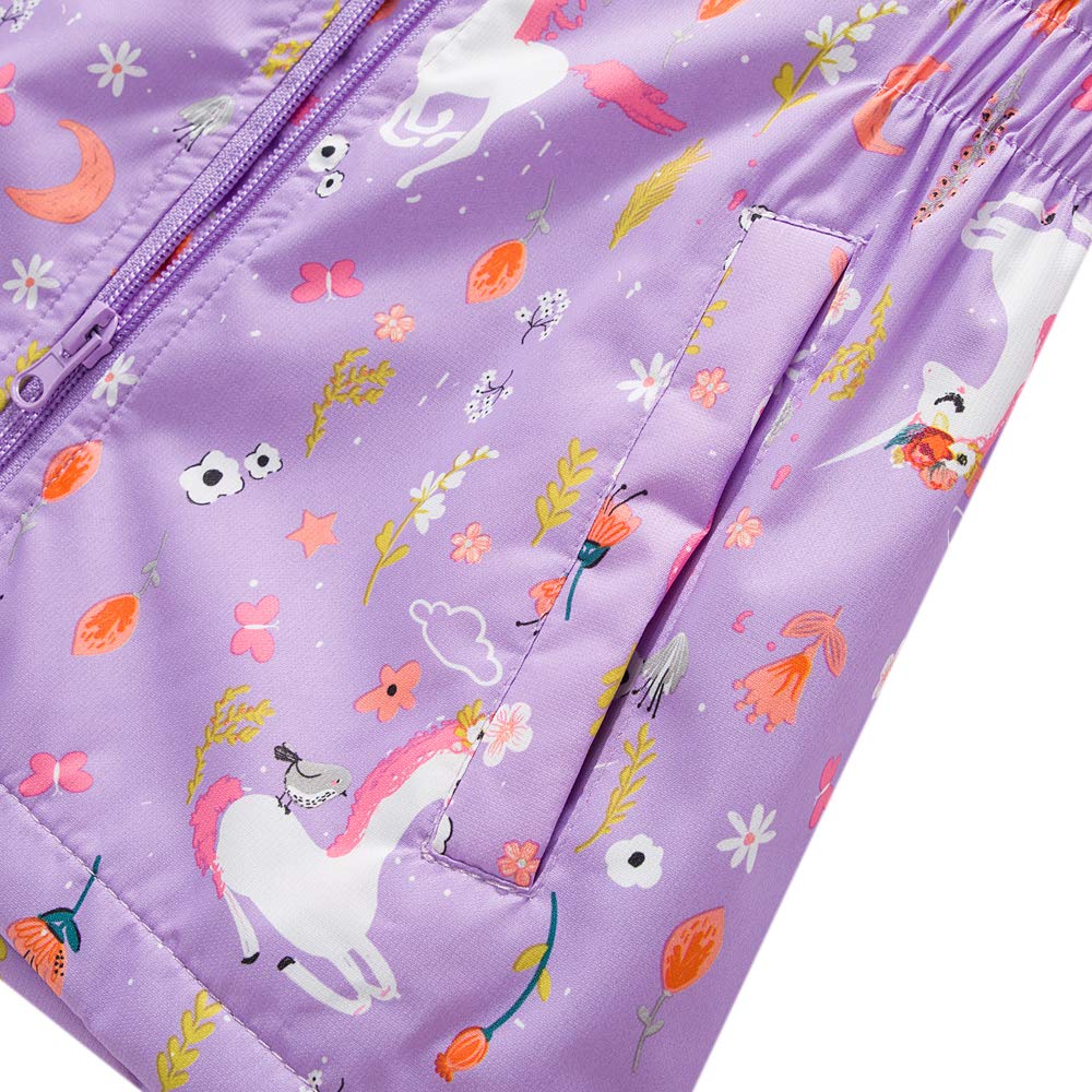 **Girls Waterproof Rain Jacket with Fleece Liner - Windproof Kids Raincoat for Outdoor Play, School & Hiking**