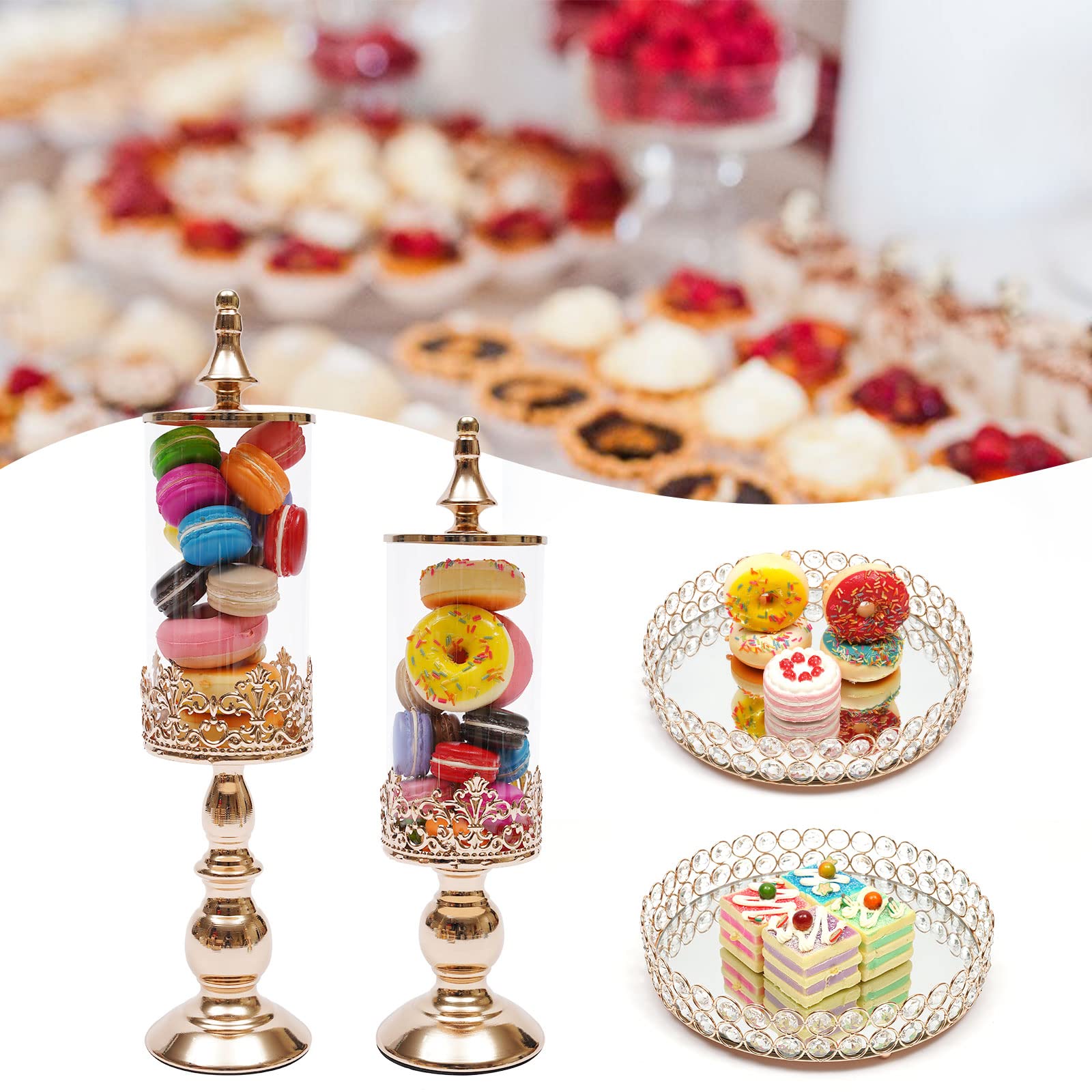 YIYIBYUS 10-Piece Silver & Gold Cupcake Stand Set - 7-Tier Metal Dessert Table Stand for Birthday Parties, Baby Showers, Anniversaries & Afternoon Tea (Gold) | Perfect for Wedding Receptions, Bridal Showers & Holiday Celebrations