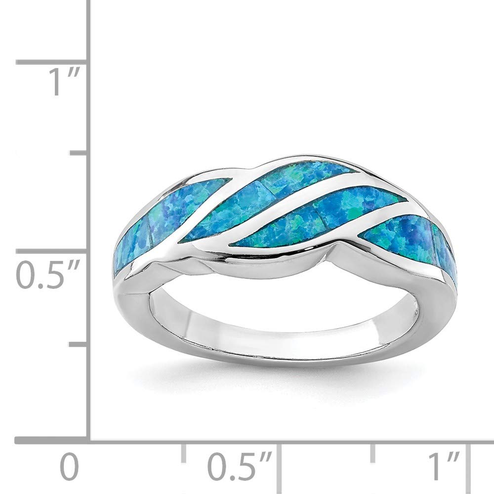 925 Sterling Silver Blue Opal Inlay Ring for Women - Handmade Fine Jewelry, Dainty Stackable Band, Unique Gift for Her - Perfect for Birthdays, Anniversaries & Everyday Elegance