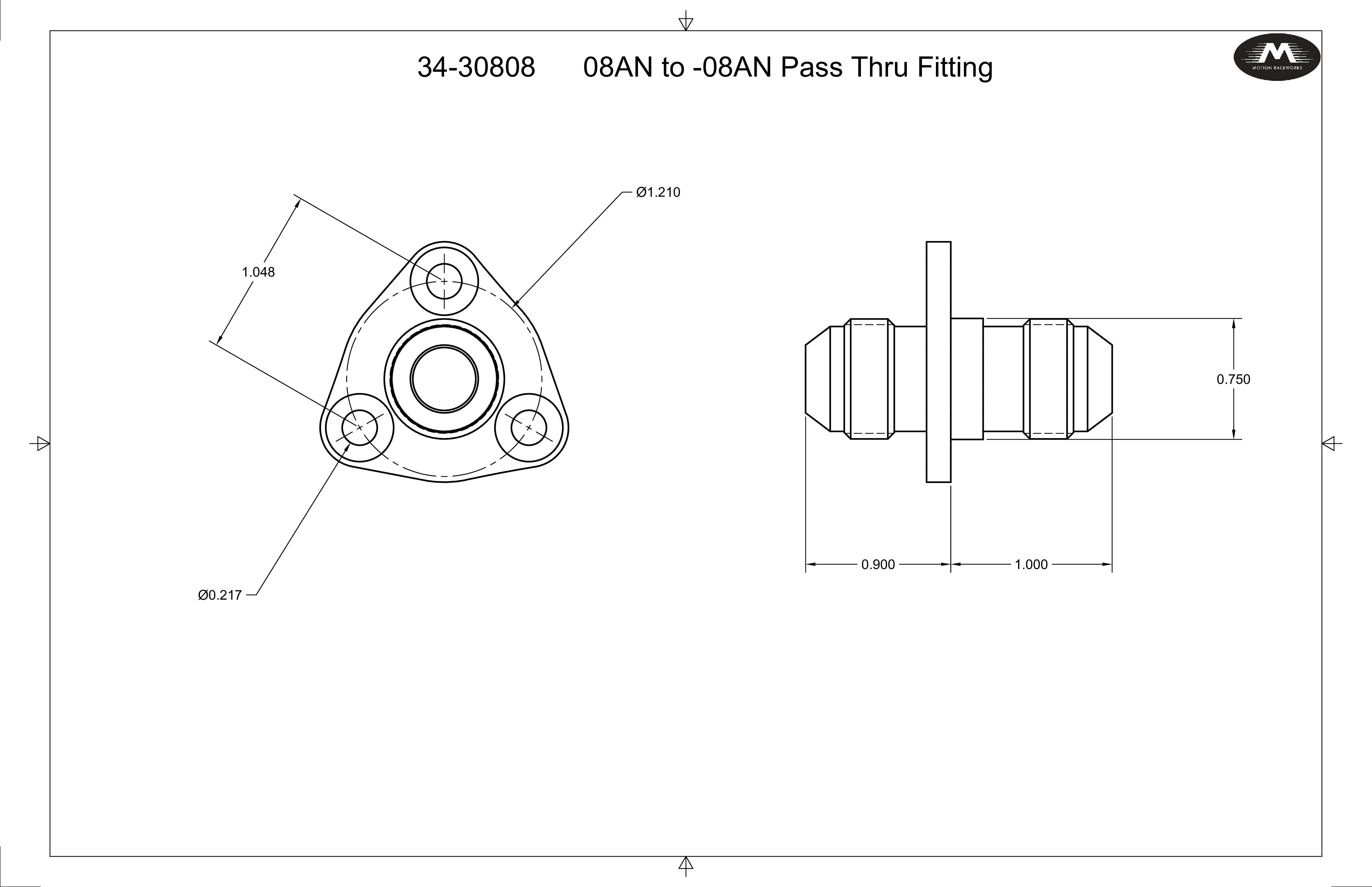 8AN Flanged Bolt Pass Thru Bulkhead Fitting by Fluidworks - High Pressure Fuel & Oil Line Connector for Automotive & Marine Applications