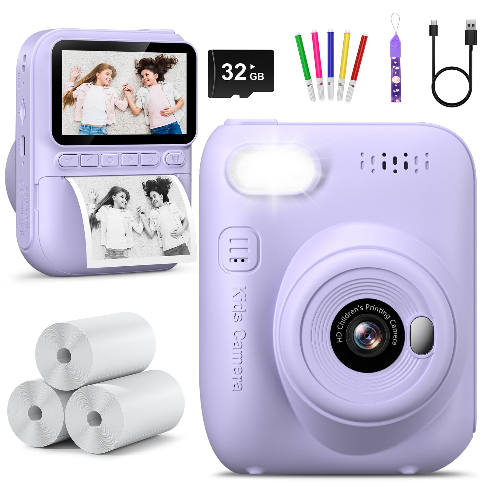 Hangrui Kids Instant Print Digital Camera - Creative Exploration Toy for Toddlers Ages 3-12, 32GB Memory Included | Perfect Birthday Gift for Boys & Girls | Fun for Travel, Parties & Learning Photography