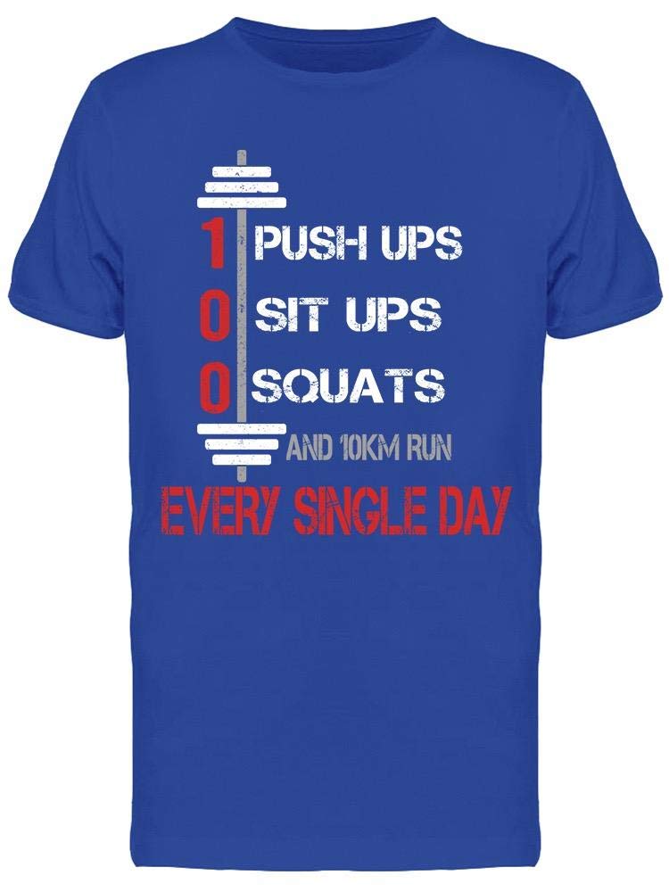 Men's Pushups & 10K Run Daily Motivational T-Shirt - Gym Workout & Fitness Training Apparel for Running, Crossfit & Weightlifting