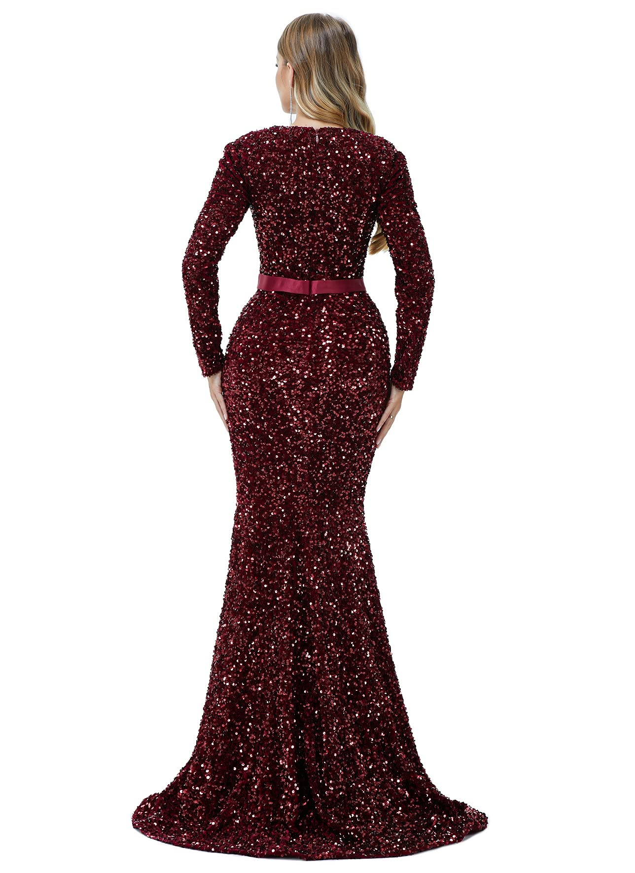 Sparkly Sequin Mermaid Evening Dress for Women - Long Sleeve Formal Gown for Prom, Party, Bridesmaid & Special Occasions | Elegant Night Out & Wedding Guest Attire