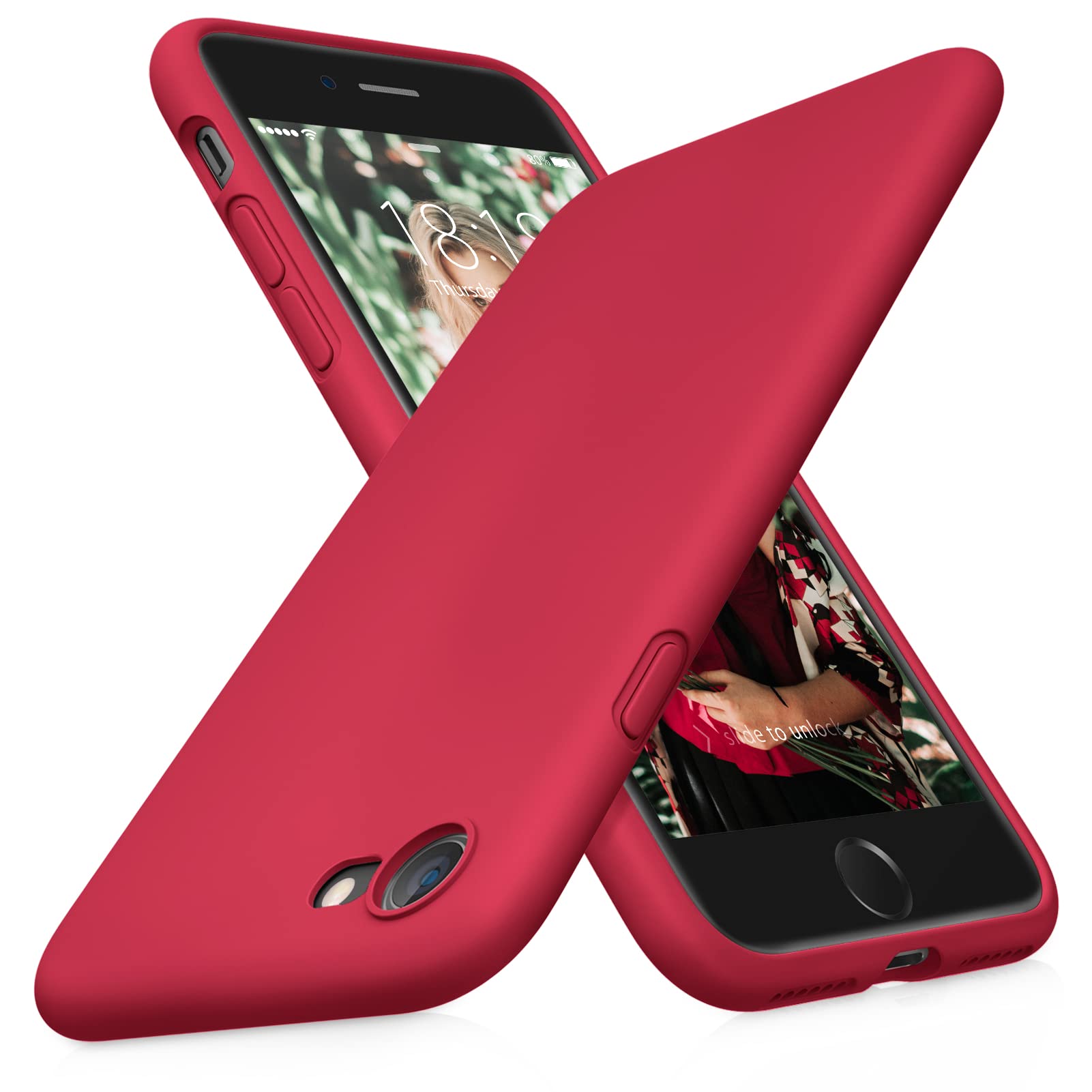 DTTOCASE Liquid Silicone Phone Case for iPhone SE 2022/2020, iPhone 8 & iPhone 7 (4.7 Inch) - Soft Protective Cover for Women, Men, Girls & Boys - American Red | Slim Fit, Shockproof & Anti-Slip Design for Daily Use, Work & Outdoor Activities