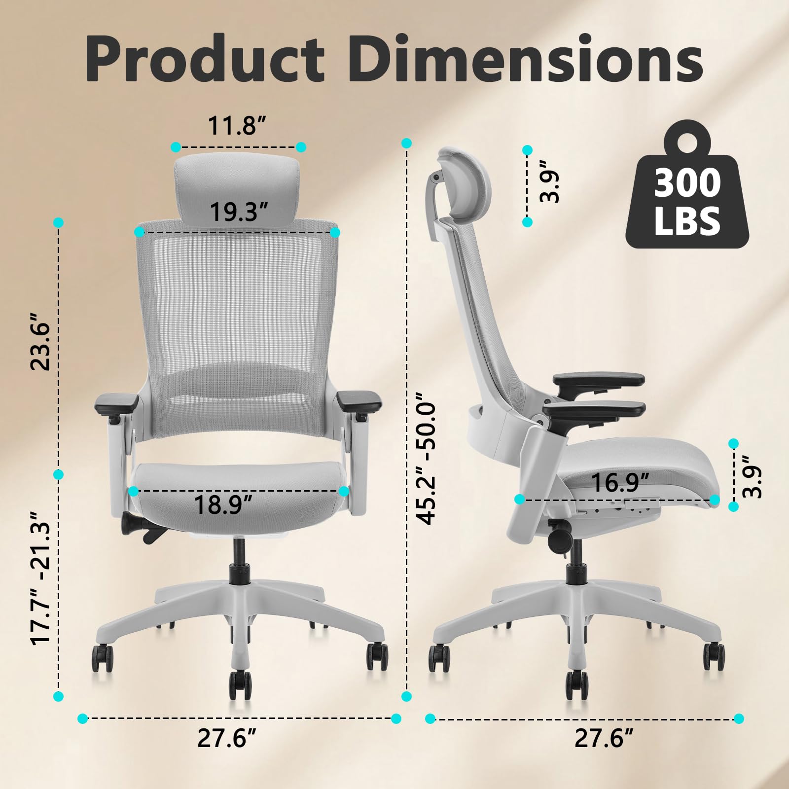 CLATINA Ergonomic High Back Office Chair with Adjustable Height, 3D Armrests, Lumbar Support & Breathable Mesh - Swivel Executive Chair for Home Office (Gray, 2-Pack) - Perfect for Long Work Hours & Gaming Sessions