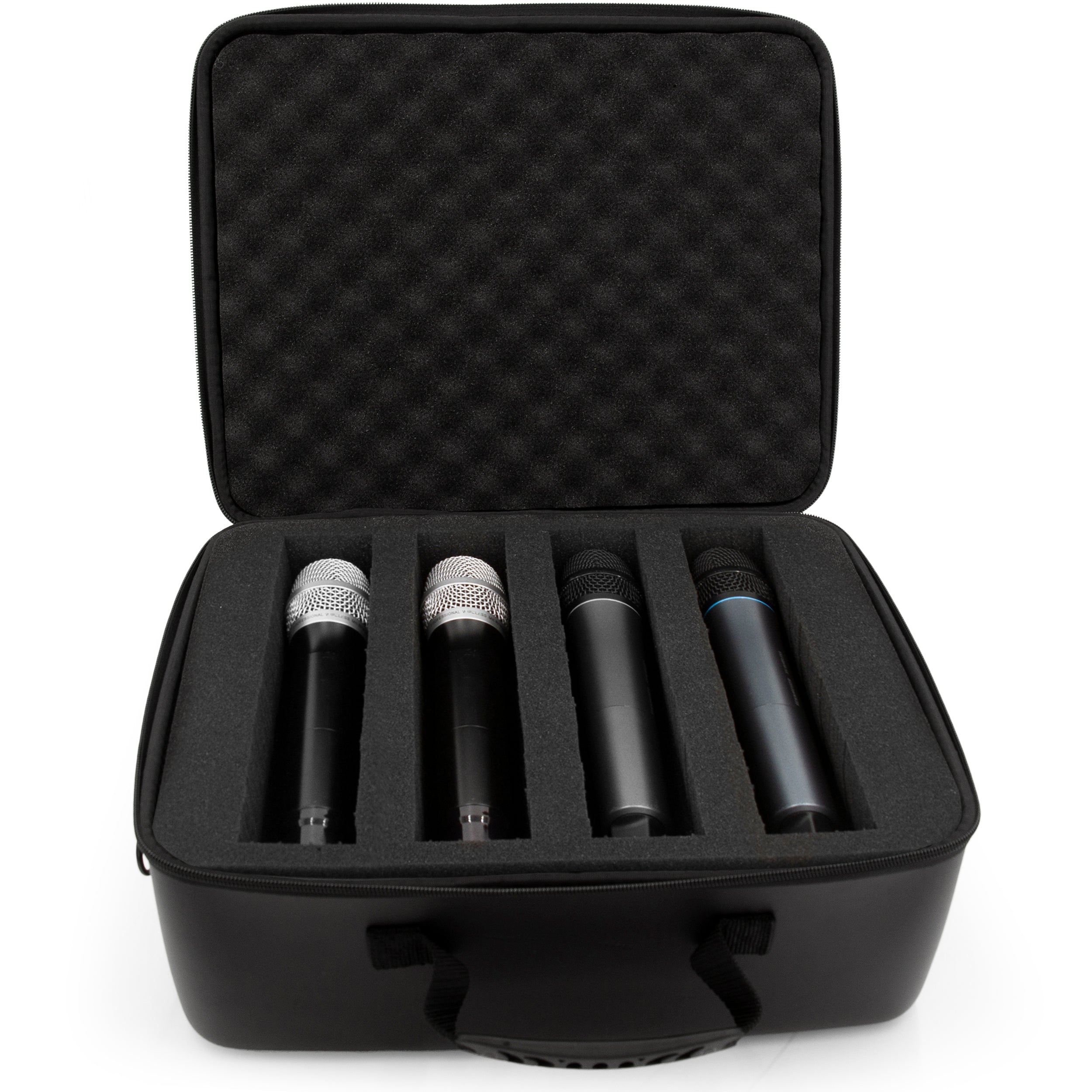 CASEMATIX Wireless Microphone Case with Custom Foam Insert - Compatible with Sennheiser & Shure Wireless Mic Systems (8 Mics + Receivers) - Perfect for Live Performances, Studio Recording & Travel Protection