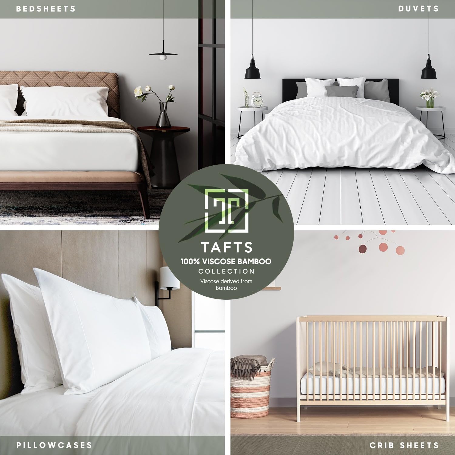 Tafts 100% Bamboo Viscose Bed Sheets Set - Luxuriously Soft, Cooling & Breathable, Double Stitched for Durability - Queen Size (Cool White) | Perfect for Hot Sleepers & All-Season Comfort