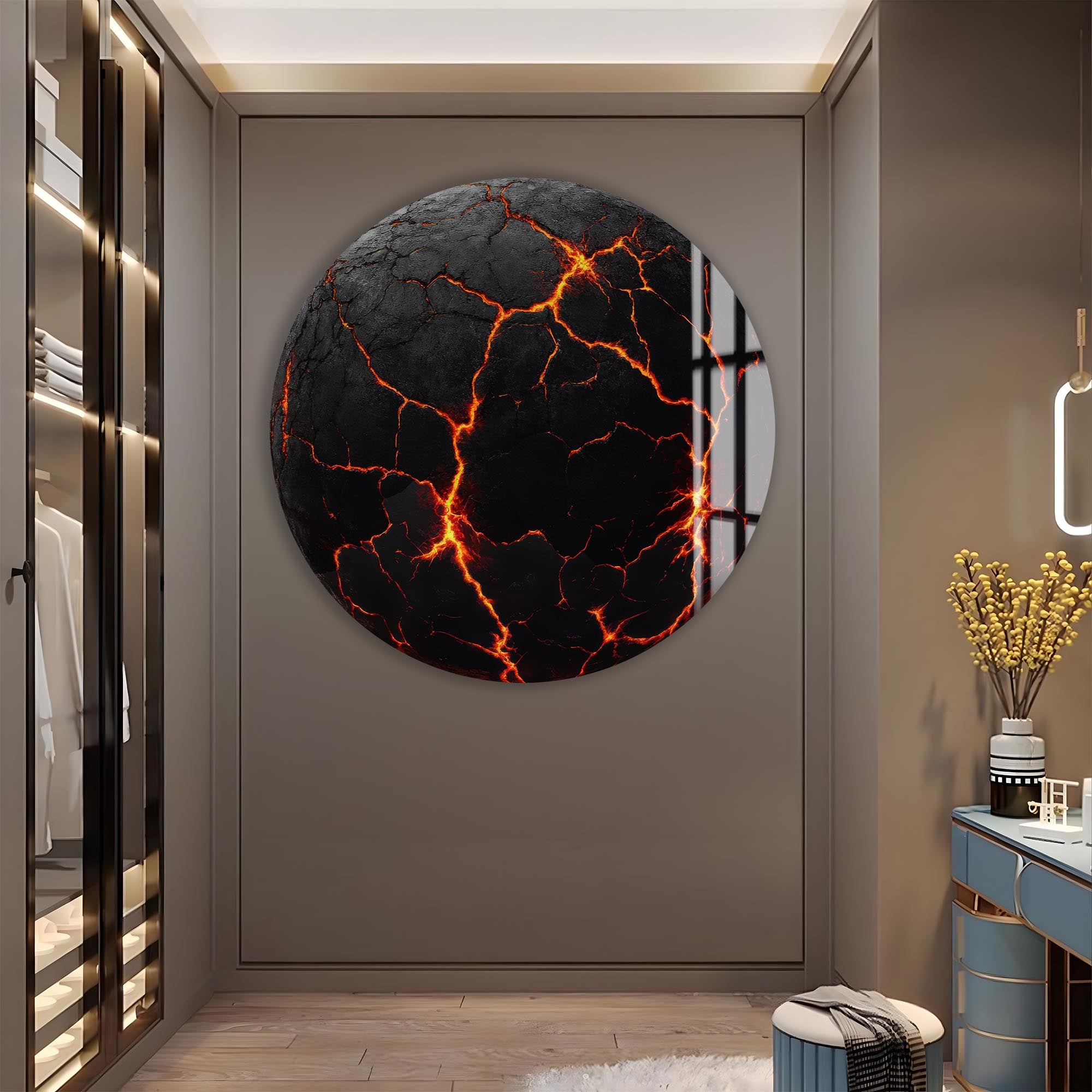 Lava Rounded Glass Wall Art - Modern Abstract Home Decor for Living Room, Bedroom & Office - Shatterproof & UV Resistant - Perfect for Gifts & Interior Design