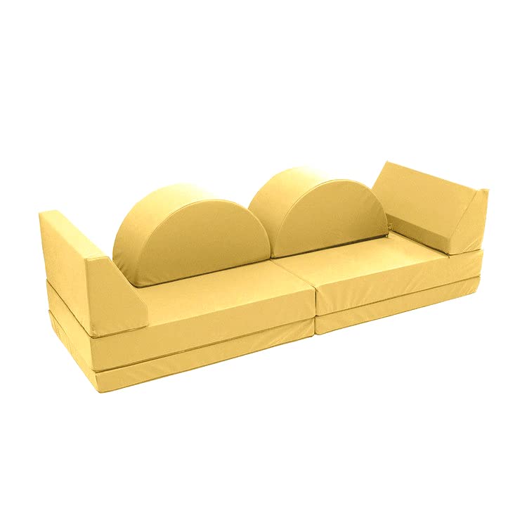Foamnasium Blocksy + Kids Couch - 6-Piece Indoor Foam Playset for Toddlers & Kids | Soft Active Play Couch for Crawling, Climbing, Fort Building & Jumping | Made in USA | Enhanced Marigold Color | Perfect for Playrooms, Daycares & Indoor Play Areas