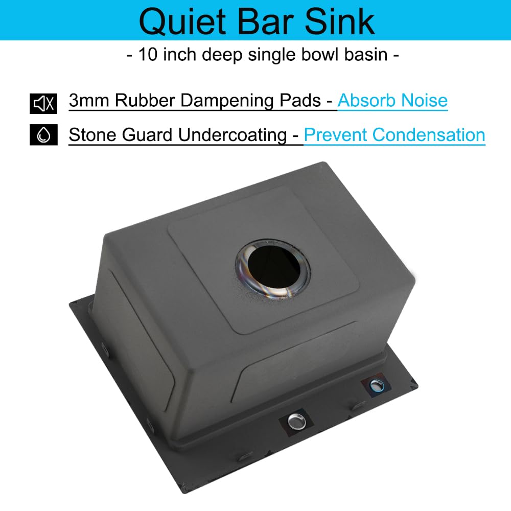 20 x 17 Inch Black Stainless Steel Drop-in Kitchen Sink - Heavy Duty 16 Gauge Single Bowl RV Prep Sink for Outdoor Kitchen, Bar, Camper & Workstation | Durable & Rustproof for Commercial & Home Use
