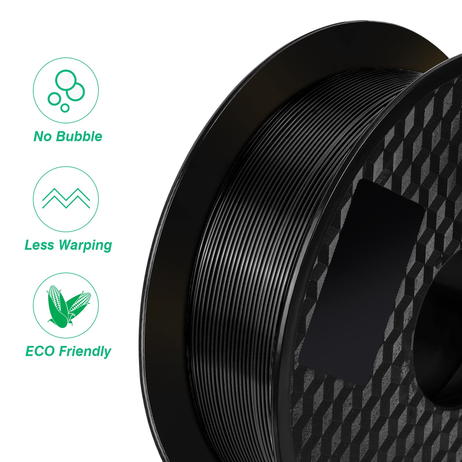 Kingroon Premium PLA 3D Printer Filament 1.75mm - 10 Rolls (10kg/22lbs) with High Precision +/-0.02mm - Black for 3D Printing, DIY Projects & Prototyping - Perfect for Home, Office & Maker Space Use