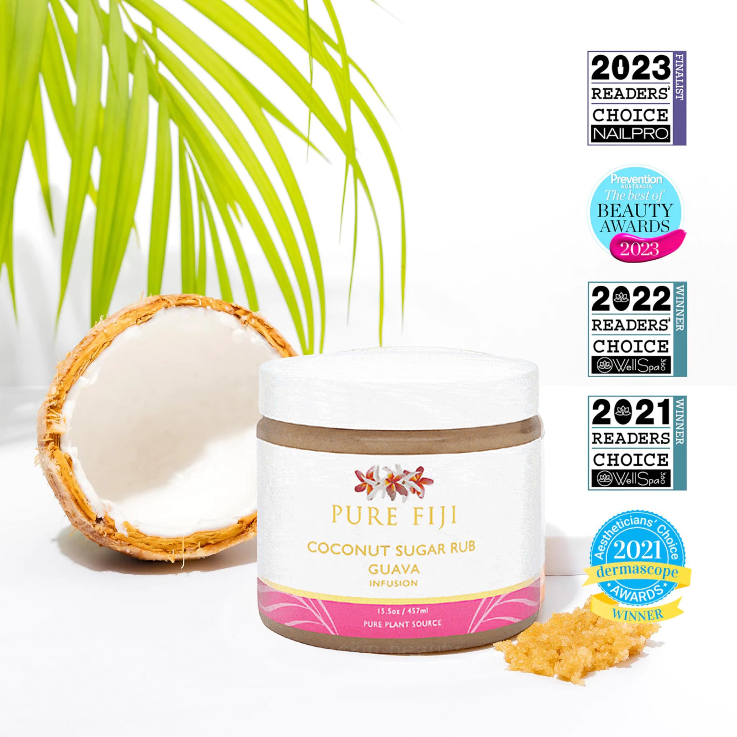 PURE FIJI Guava Sugar Scrub Exfoliator - 15.5 oz Natural Body Scrub for Smooth Skin - Perfect for Spa Day, Gift Sets & At-Home Skincare Routine
