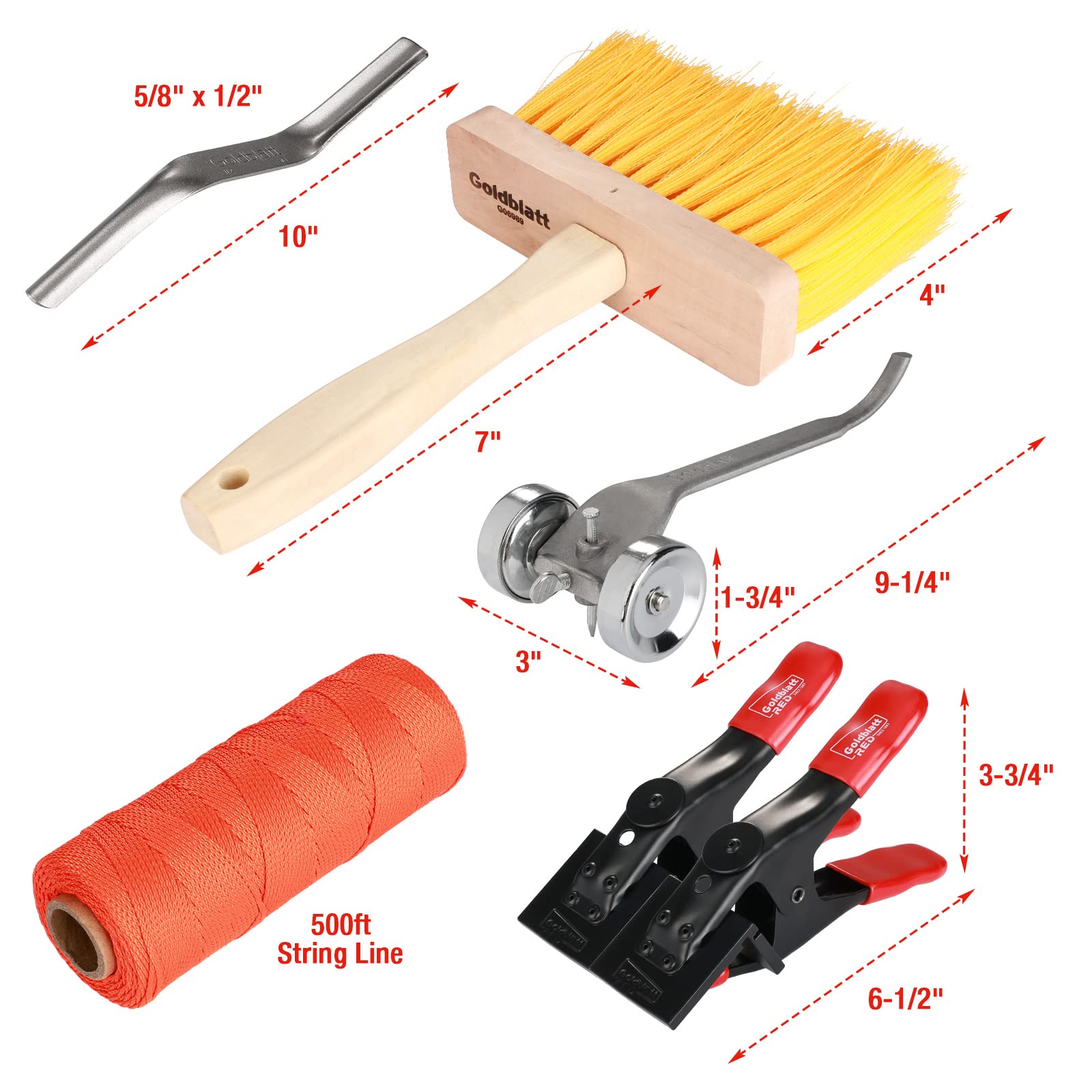 Goldblatt 12-Piece Masonry Hand Tool Set & 8-Piece Masonry Tool Kit - Professional Bricklaying Tools for Concrete, Brick, and Stone Work - Perfect for DIY Home Projects and Construction Jobs