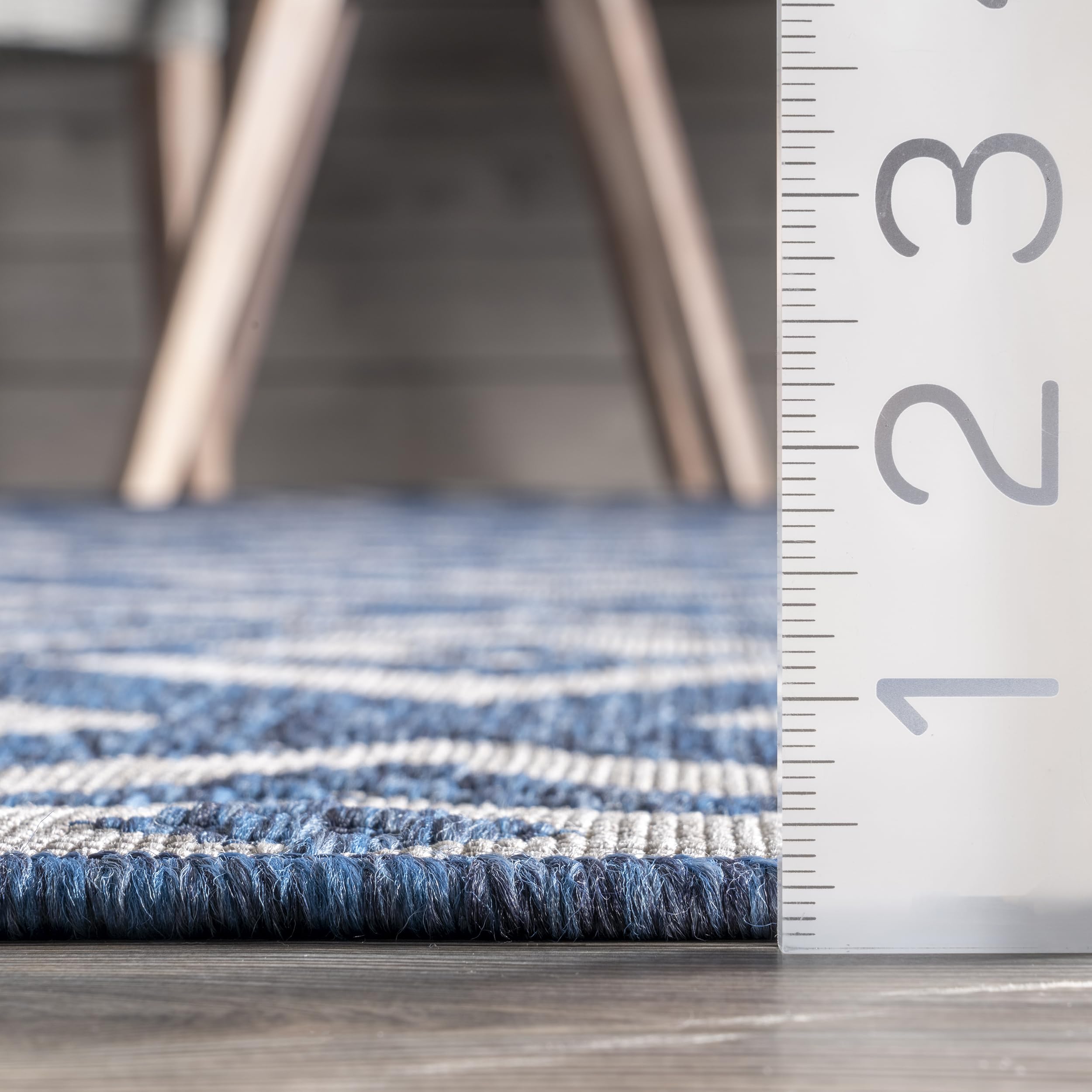 nuLOOM 4' x 6' Outdoor Performance Area Rug - Stain & Weather Resistant, High Traffic Durable - Perfect for Patio, Balcony, Deck & Backyard - Tayla Blue Design for Outdoor Living Spaces