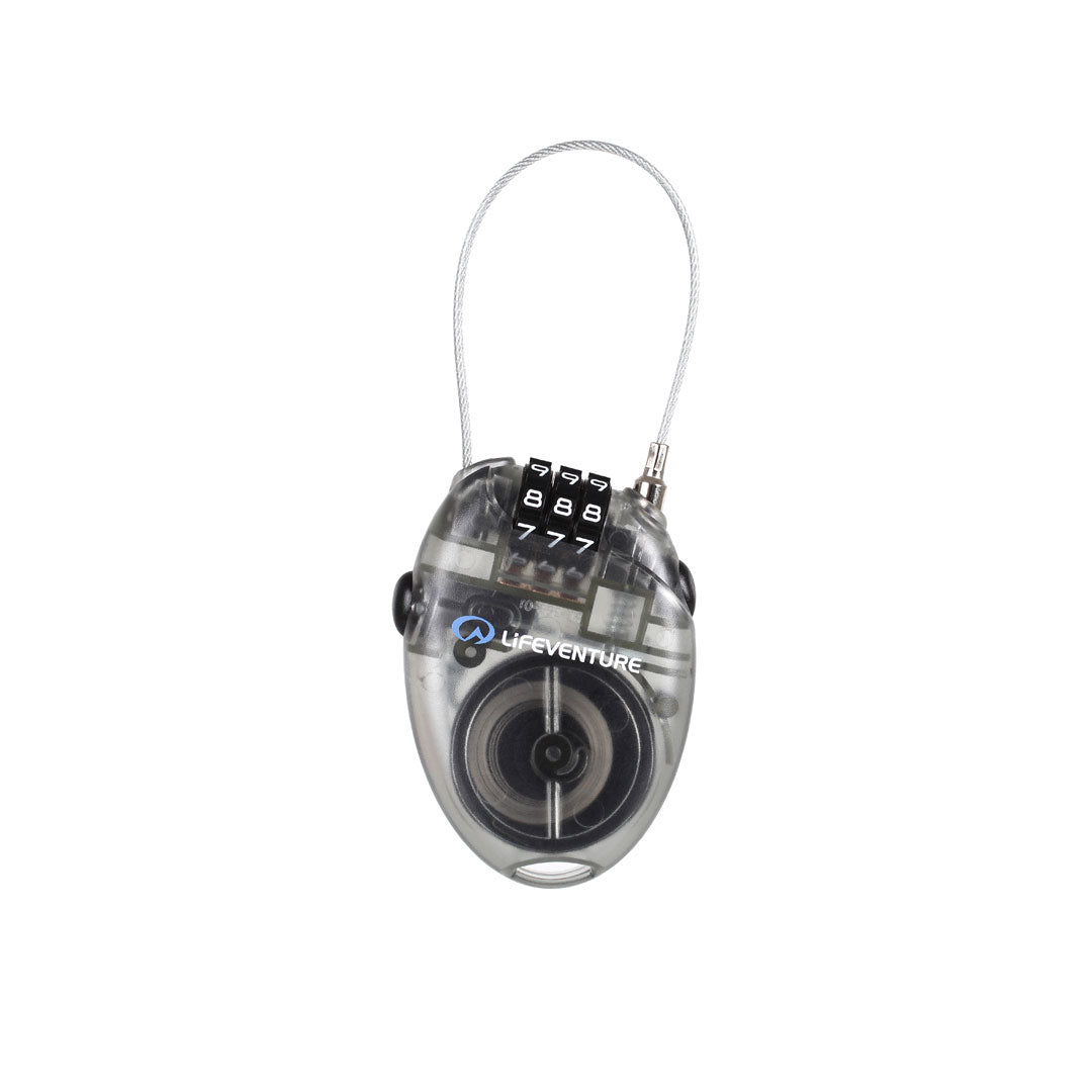 Lifeventure 3 Dial Combination Mini Cable Lock - Secure Backpacks, Lockers & Luggage - Travel, Gym & School Security Solution