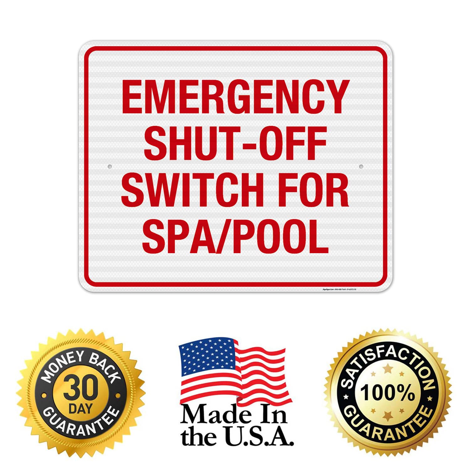 3M EGP Reflective Emergency Shut Off Switch Sign - 24x30 Inches, .080 Aluminum, Fade Resistant, Made in USA - Perfect for Pools, Industrial Facilities & Safety Compliance Areas
