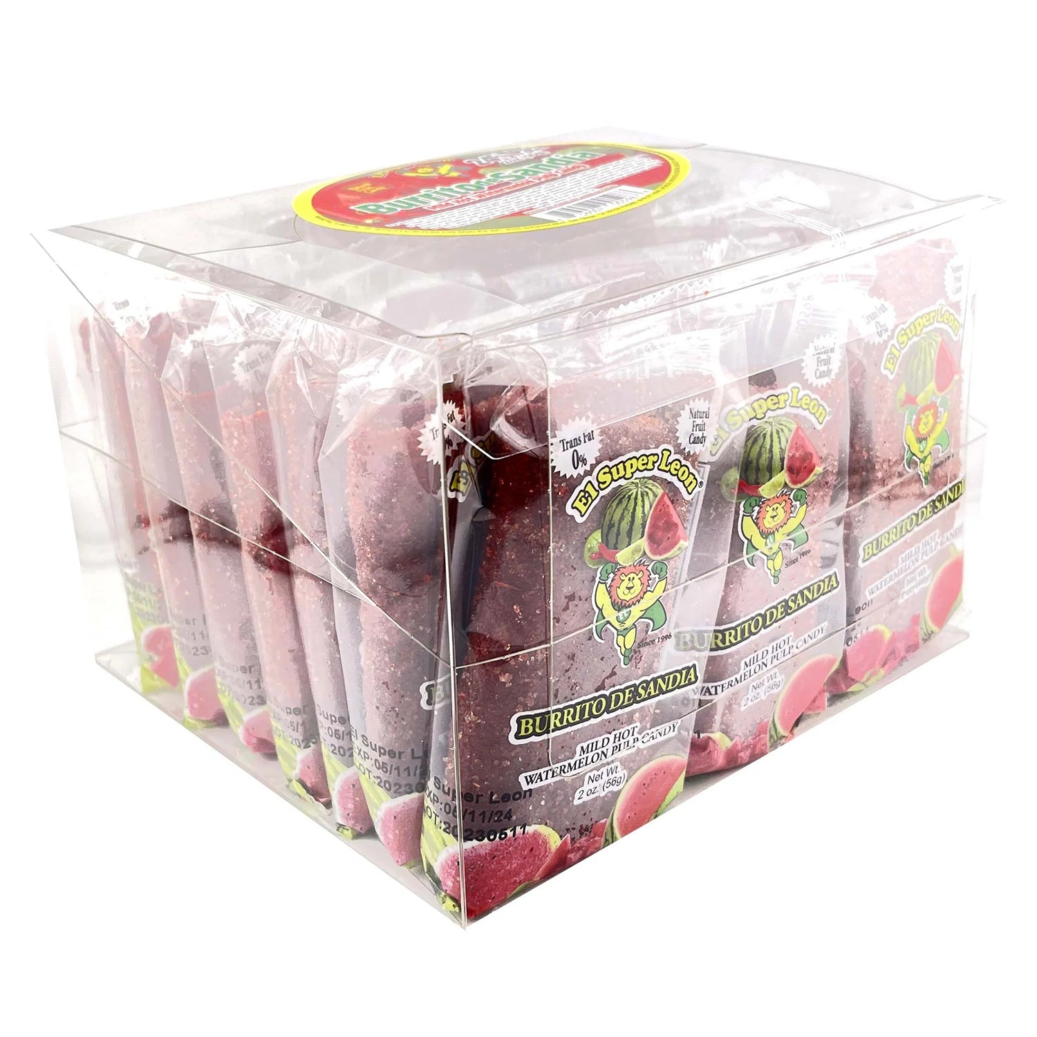 El Leon Burrito Sandia Watermelon Candy | 24 Count Box | Bulk Mexican Candy for Parties, Snacks & Gifting