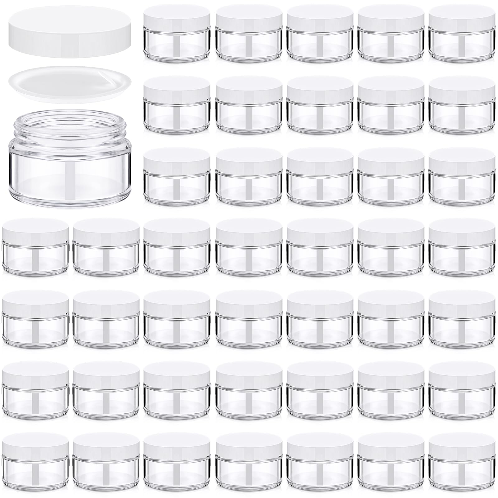 **Domensi 60-Pack 1oz Glass Jars with Airtight Lids - Small Cosmetic Containers for Salves, Lotions, Creams & Travel-Sized Candles (Clear Glass, White Lids) - Perfect for DIY Skincare, Samples & Mini Gifts**